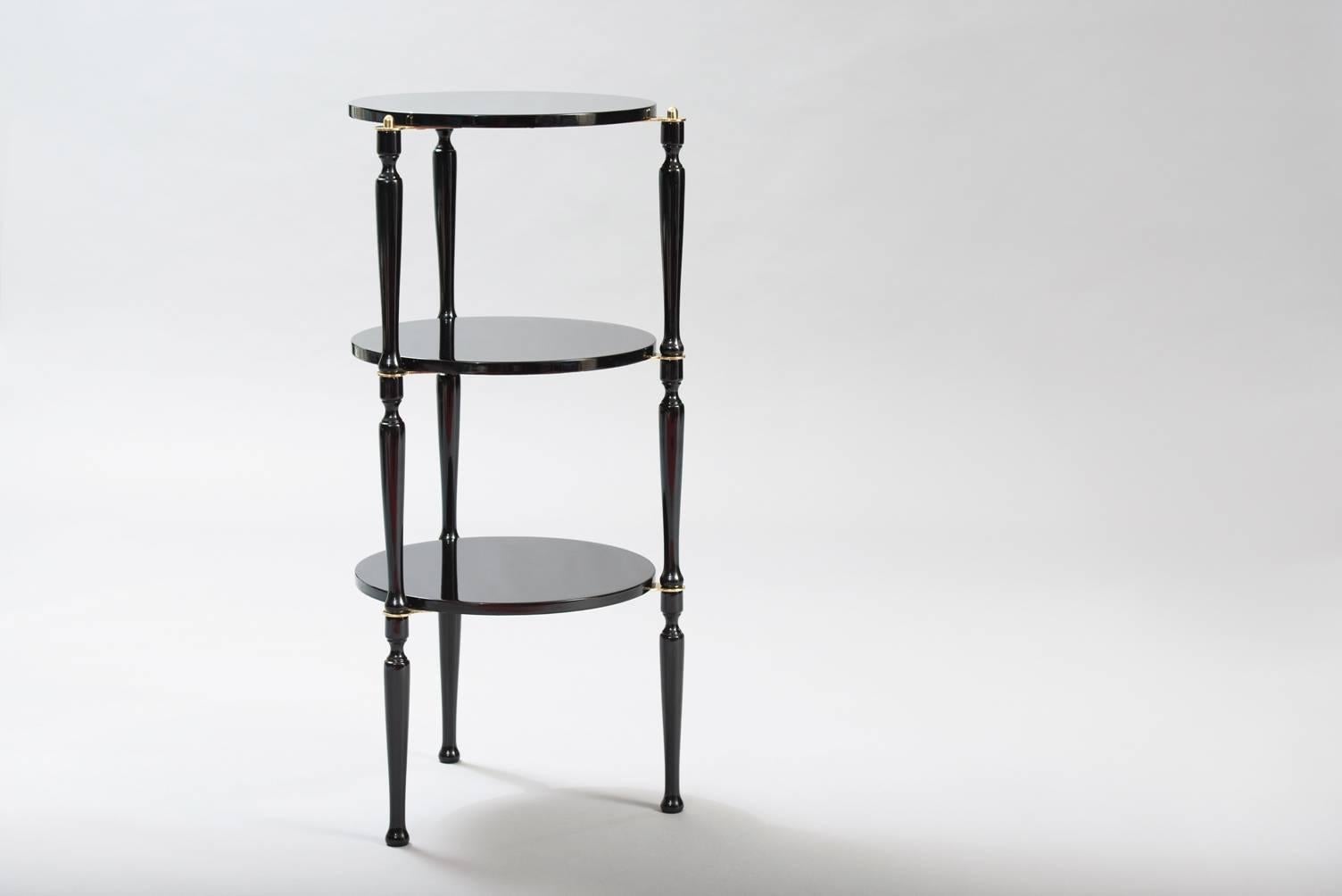Mid-Century Modern Set of Three Stackable Italian black lacquered Side Tables