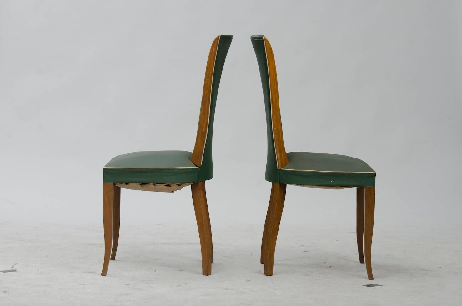 French Art Deco Dining Chairs Set of Six