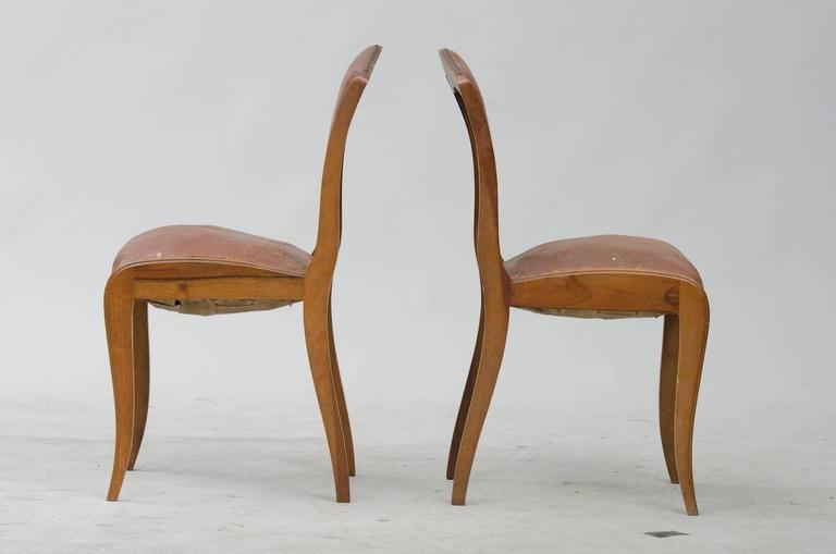 French Art Deco Dining Chairs Set of Six For Sale
