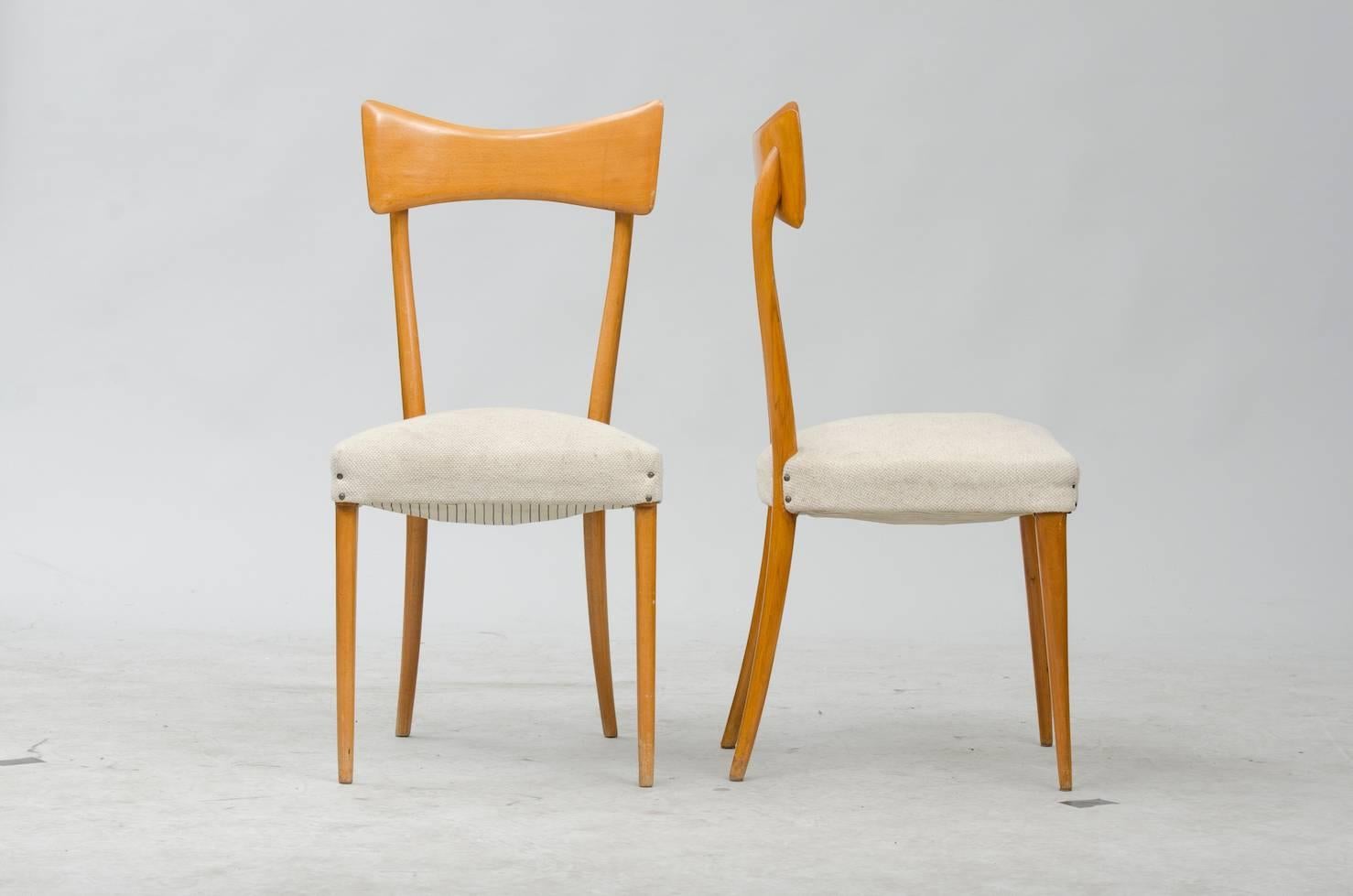 Mid-Century Modern Italian Dining Chairs in the Style of Ico Parisi Set of Six