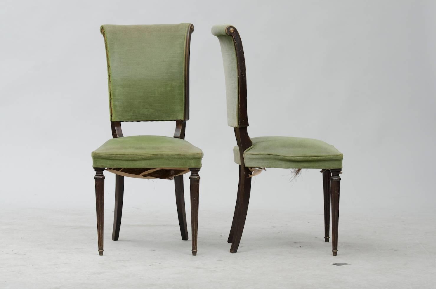 Art Deco Dining Chairs Set of Six In Distressed Condition In Porto, PT