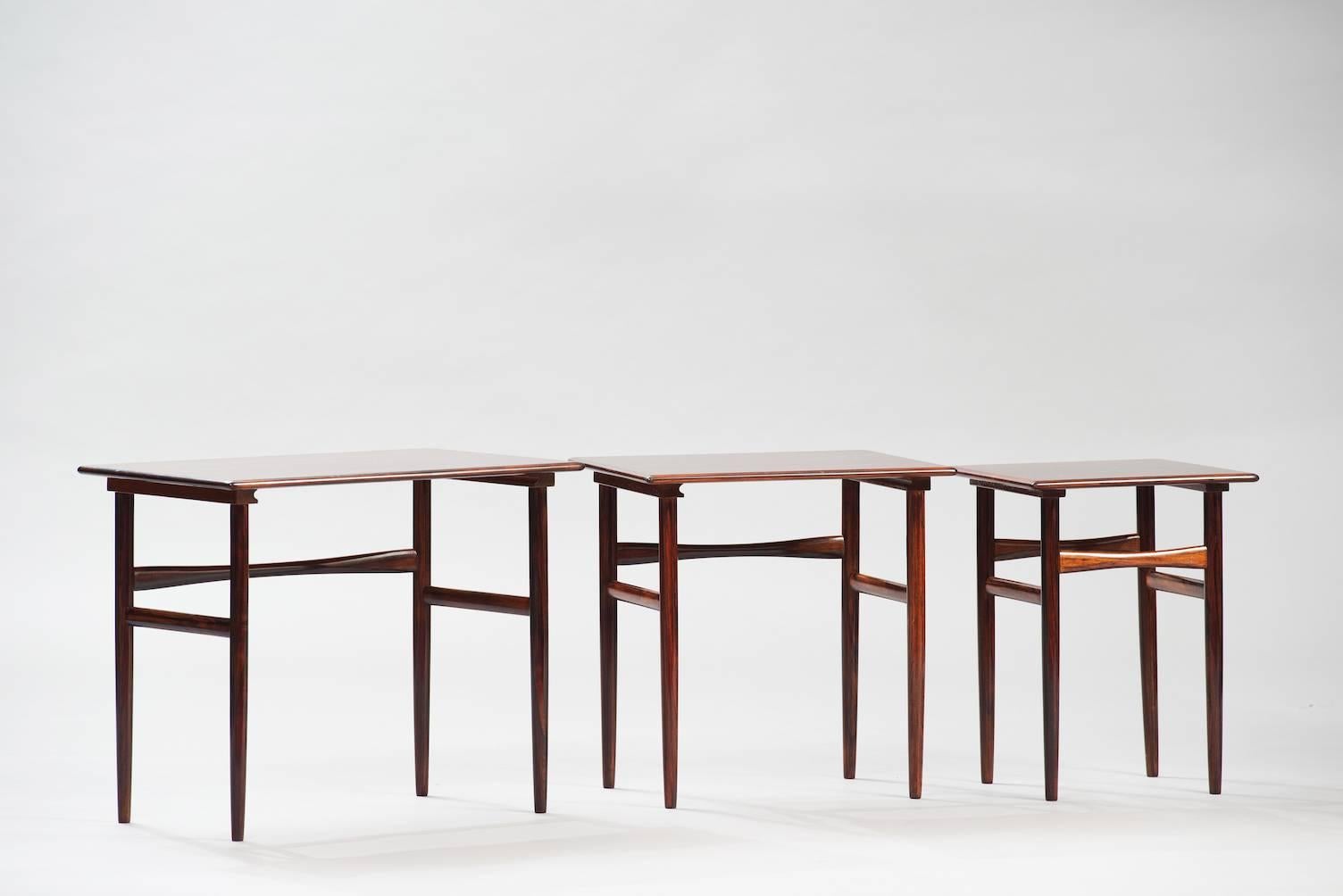 Mid-20th Century Set of Three Amager Bolighus Nesting Tables