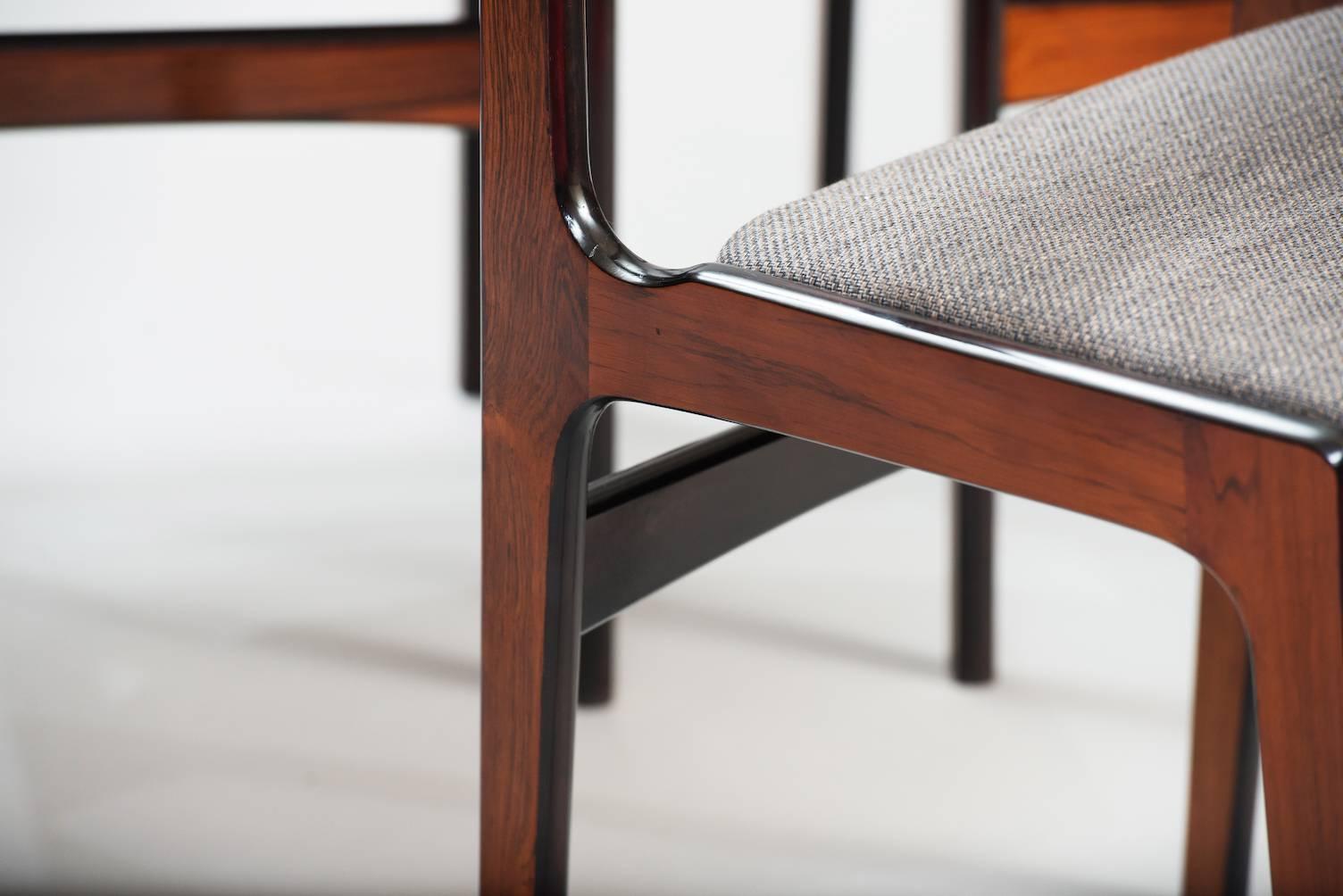 Rosewood Erik Buch Set of Dining Chairs, Eight Available