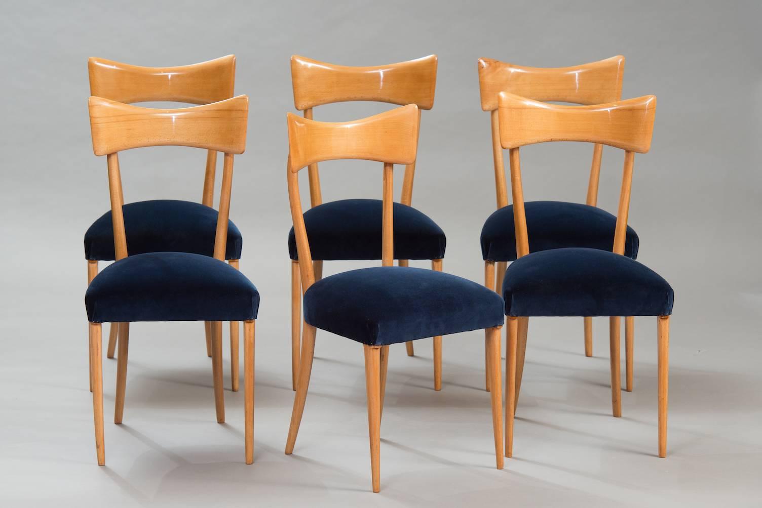 Italian Dining Chairs in the Style of Ico Parisi, Set of Six In Excellent Condition For Sale In Porto, PT