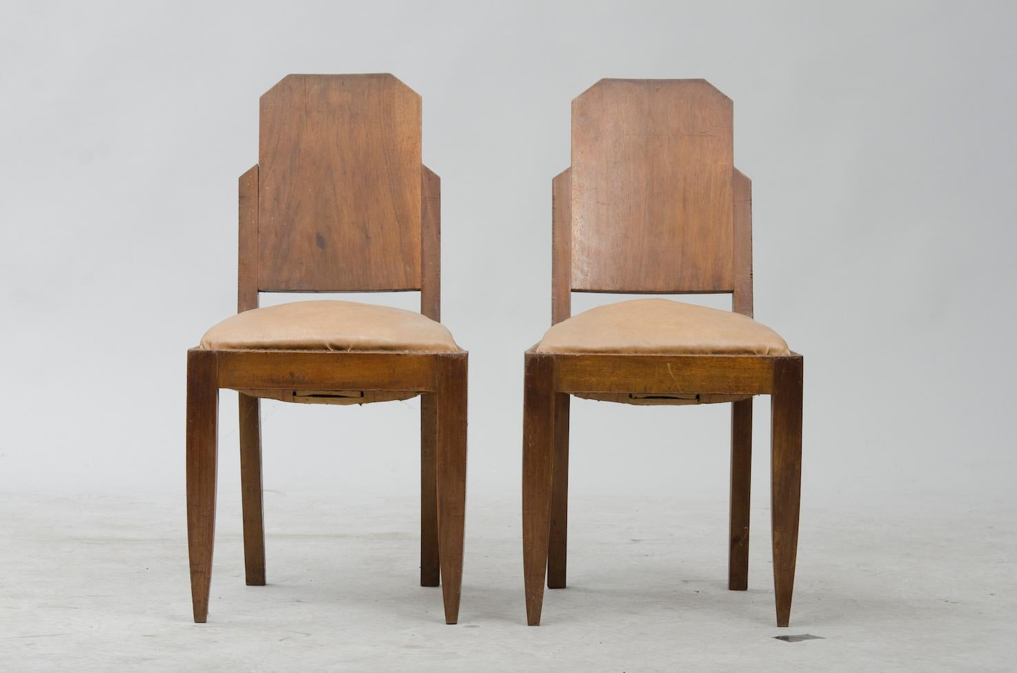 Varnished Art Deco Dining Chairs Set of Four