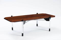 Italian Rosewood and Chrome Coffee Table