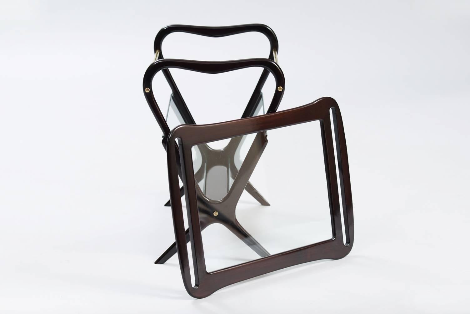 Italian Ico Parisi Attributed Side Table with Magazine Rack