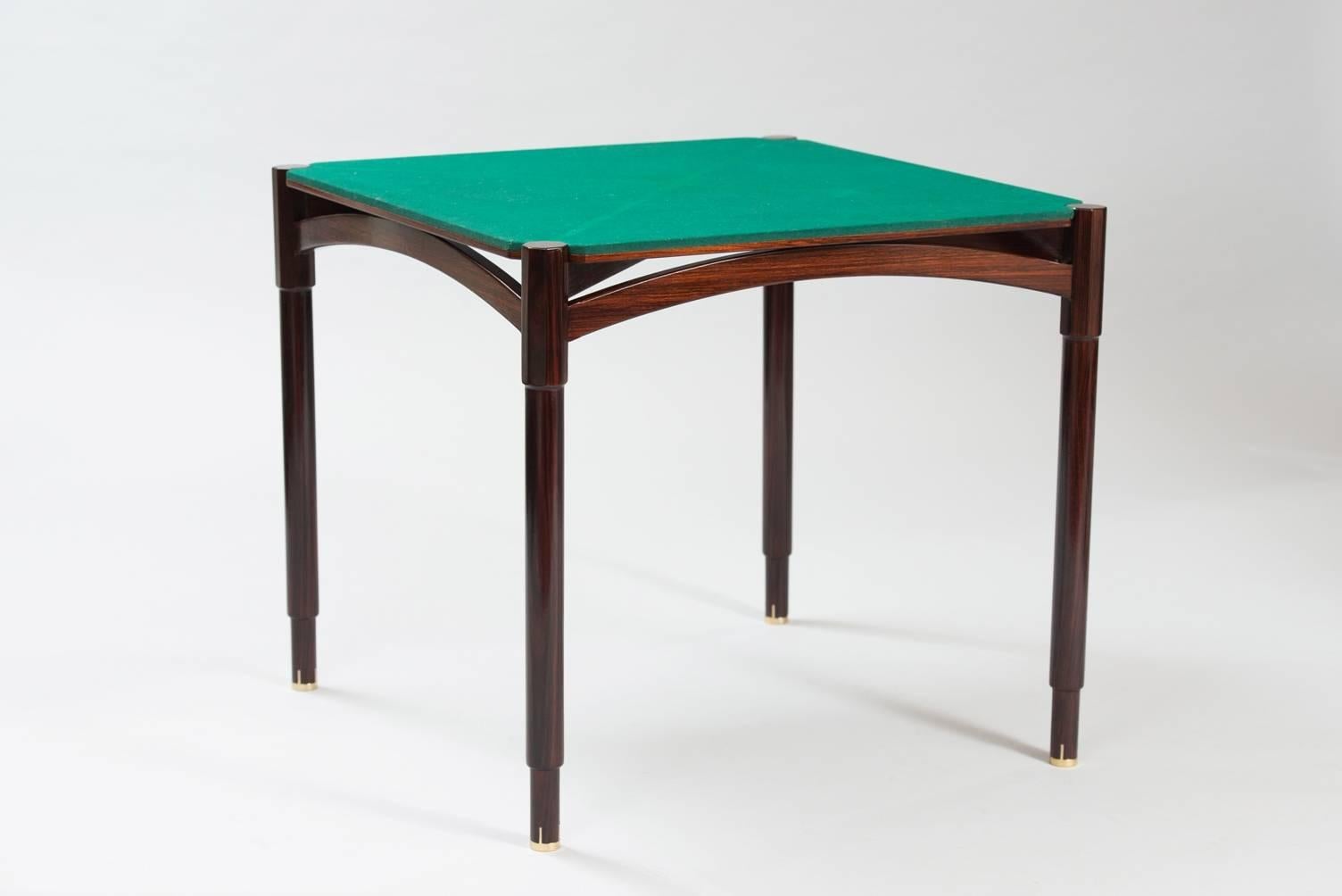 Rosewood and brass reversible top card table.