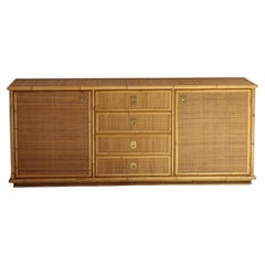 Dal Vera Bamboo and Rattan Sideboard, Italy, 1970s