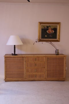 Credenza “Dal Vera” in bambù e rattan, Italia, anni ’70