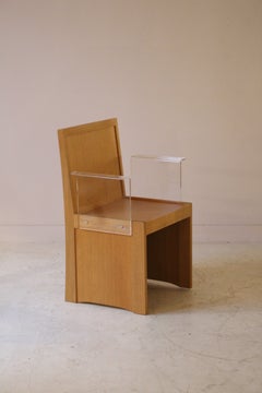 Set of 8 Oak and Plexiglass Armchairs , France, 1990s