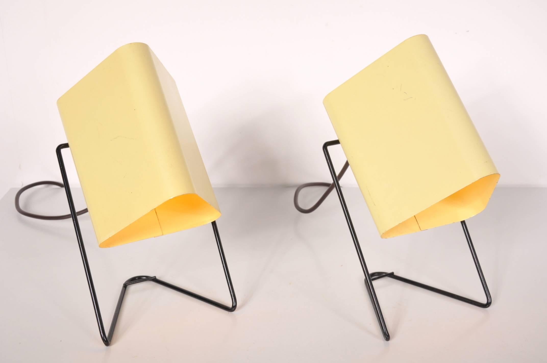 Lacquered Set of 2 Table/Bed Lamps by Louis Kalff for Philips Netherlands, circa 1950