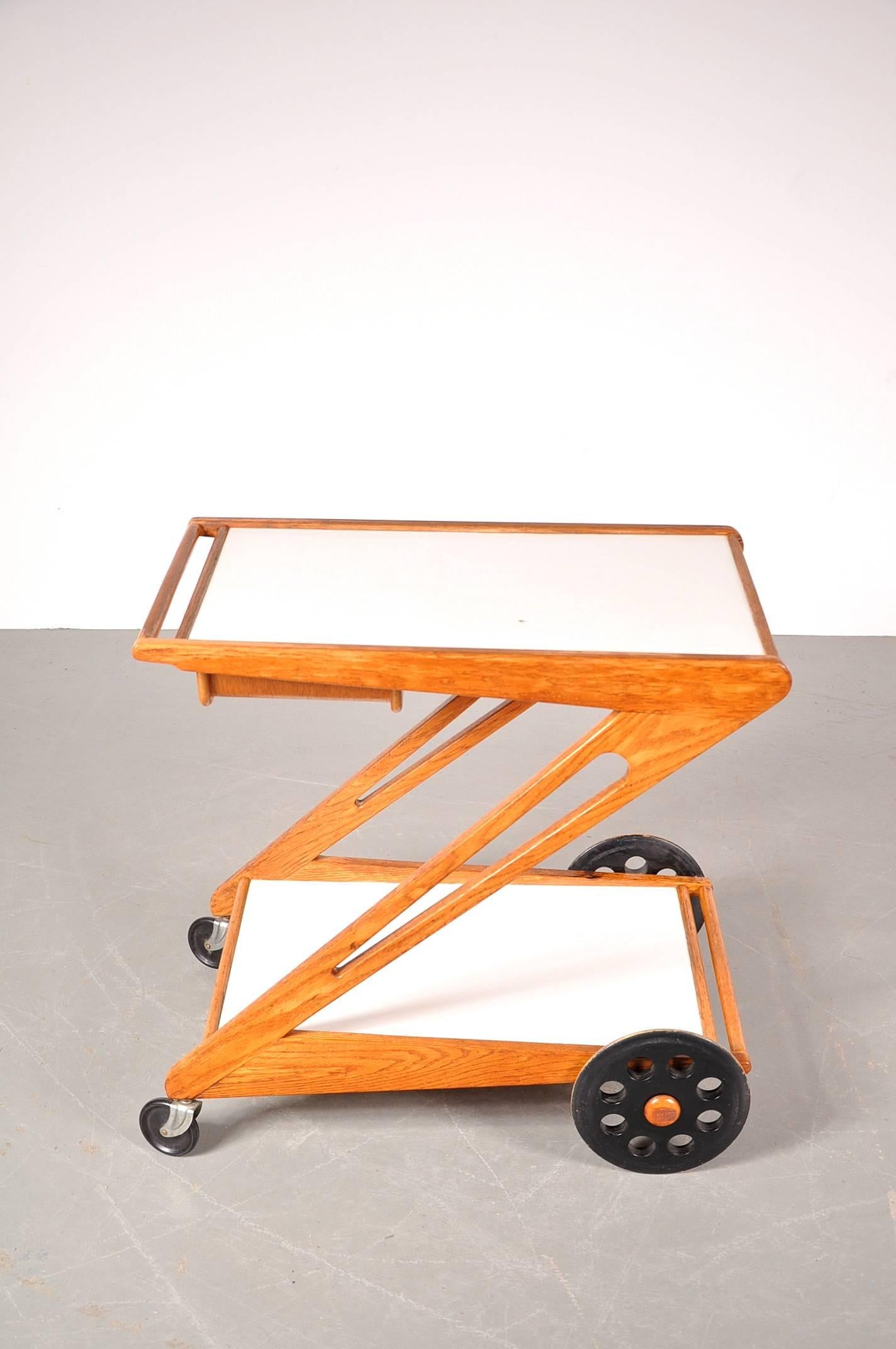 Rare Trolley by Cees Braakman for Pastoe, Netherlands, circa 1950 In Good Condition In Amsterdam, NL