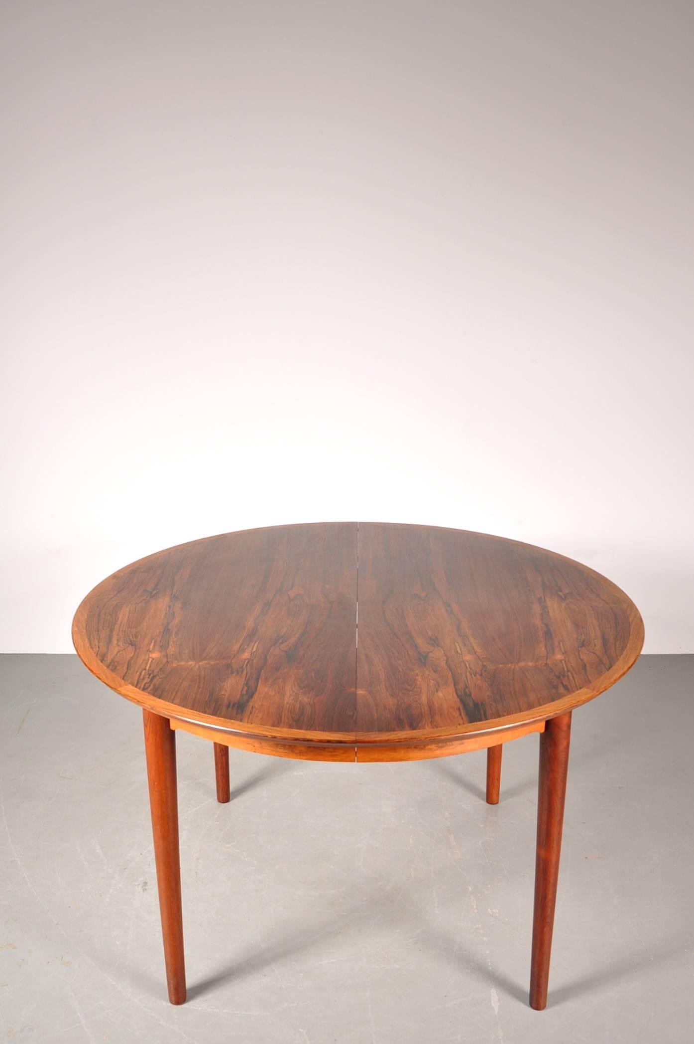 Rosewood Extendable Dining Table by Arne Vodder for Sibast, Denmark, circa 1950