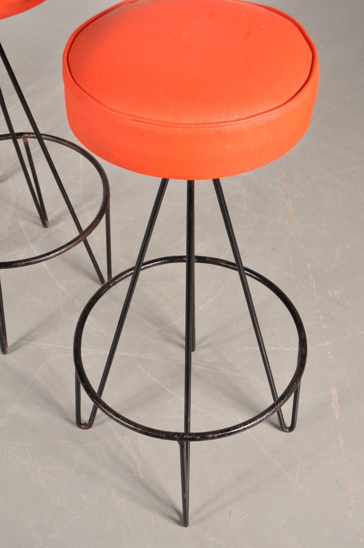 American Set of Four Bar Stools by Frederick Weinberg, USA, circa 1950