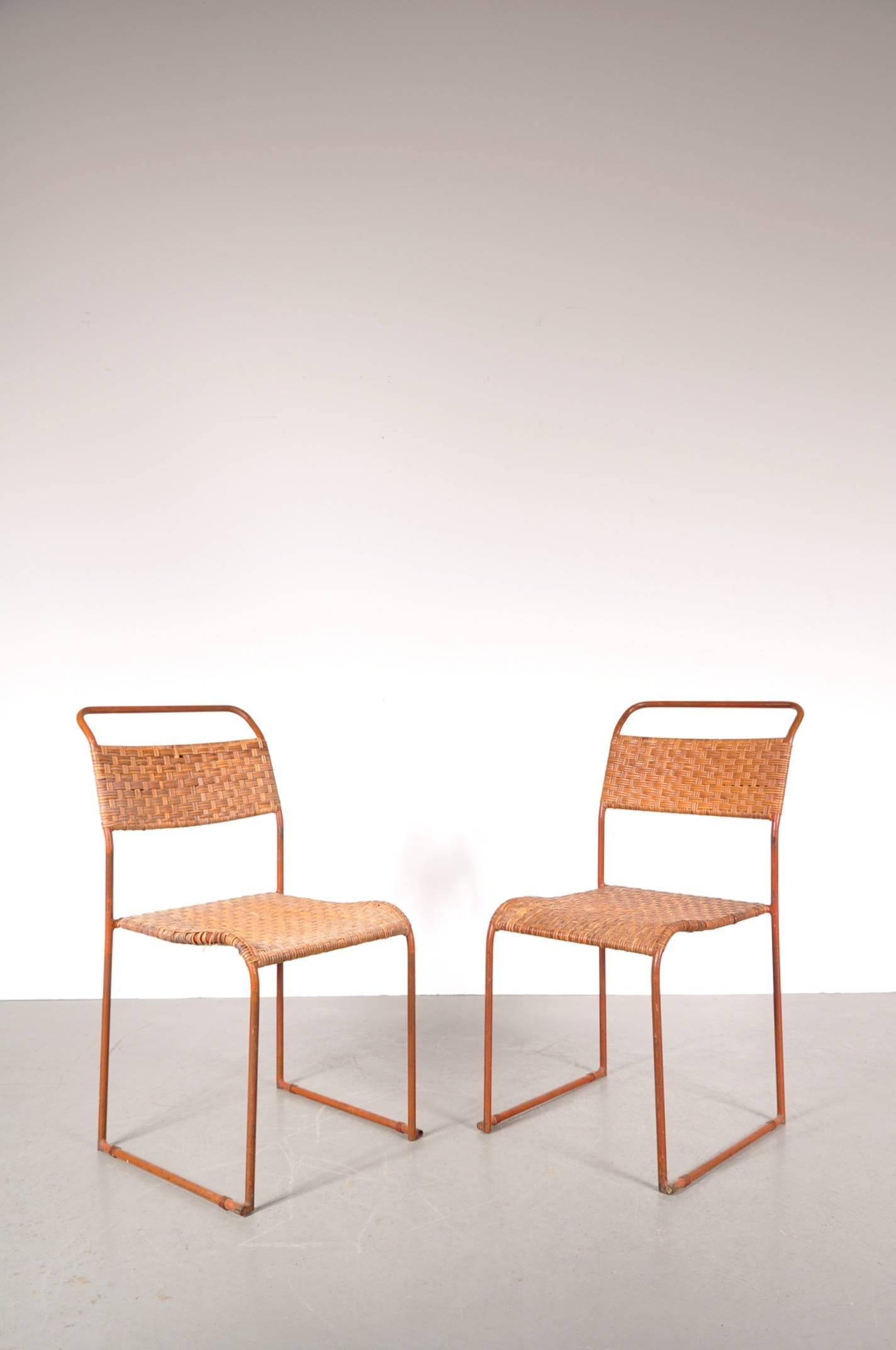 Woven Set of Two Bauhaus Prototype Dining Chairs, circa 1930 For Sale