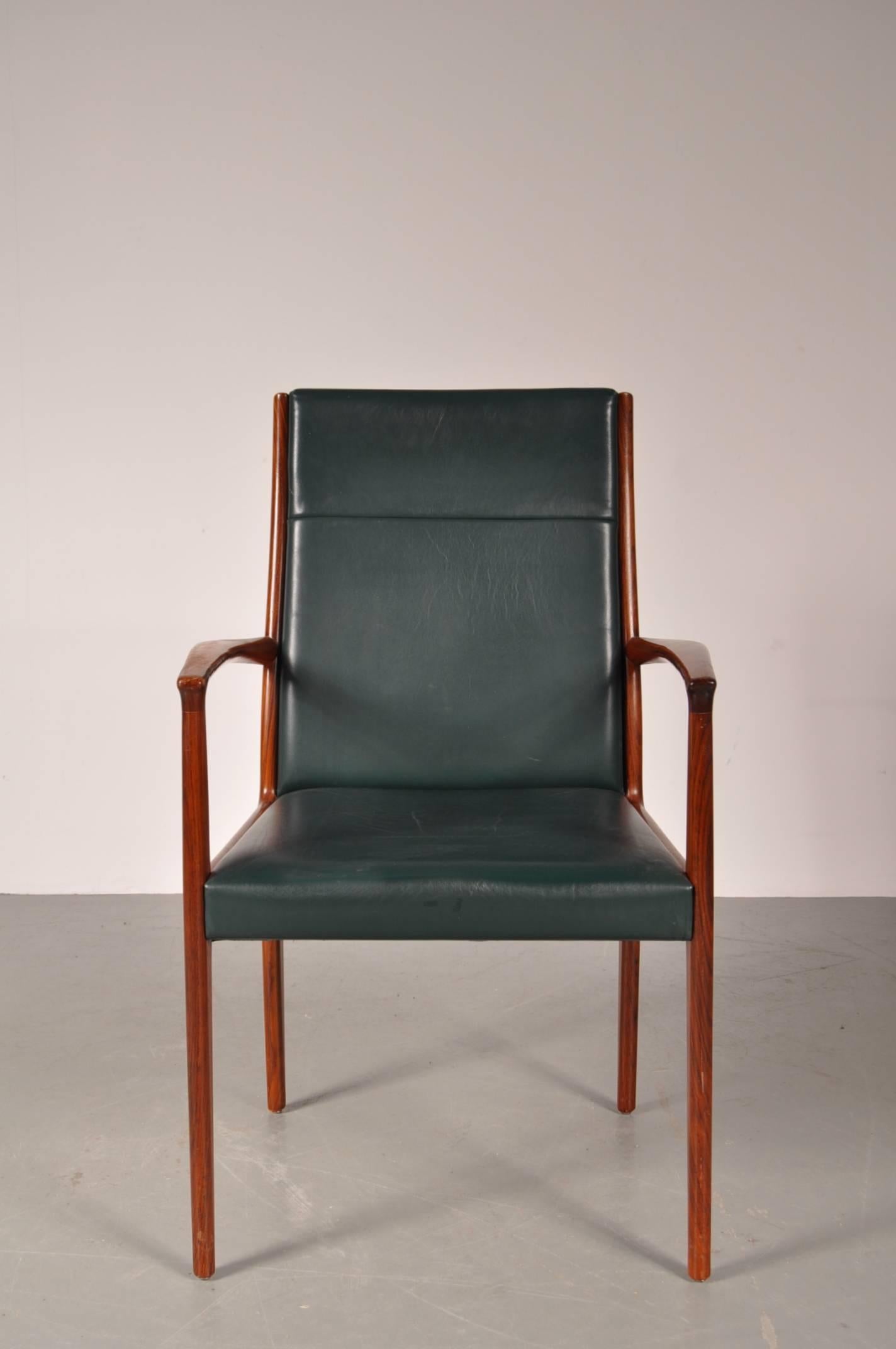 Leather Set of Six Conference/Dining Chairs for Lübke, Germany, circa 1960