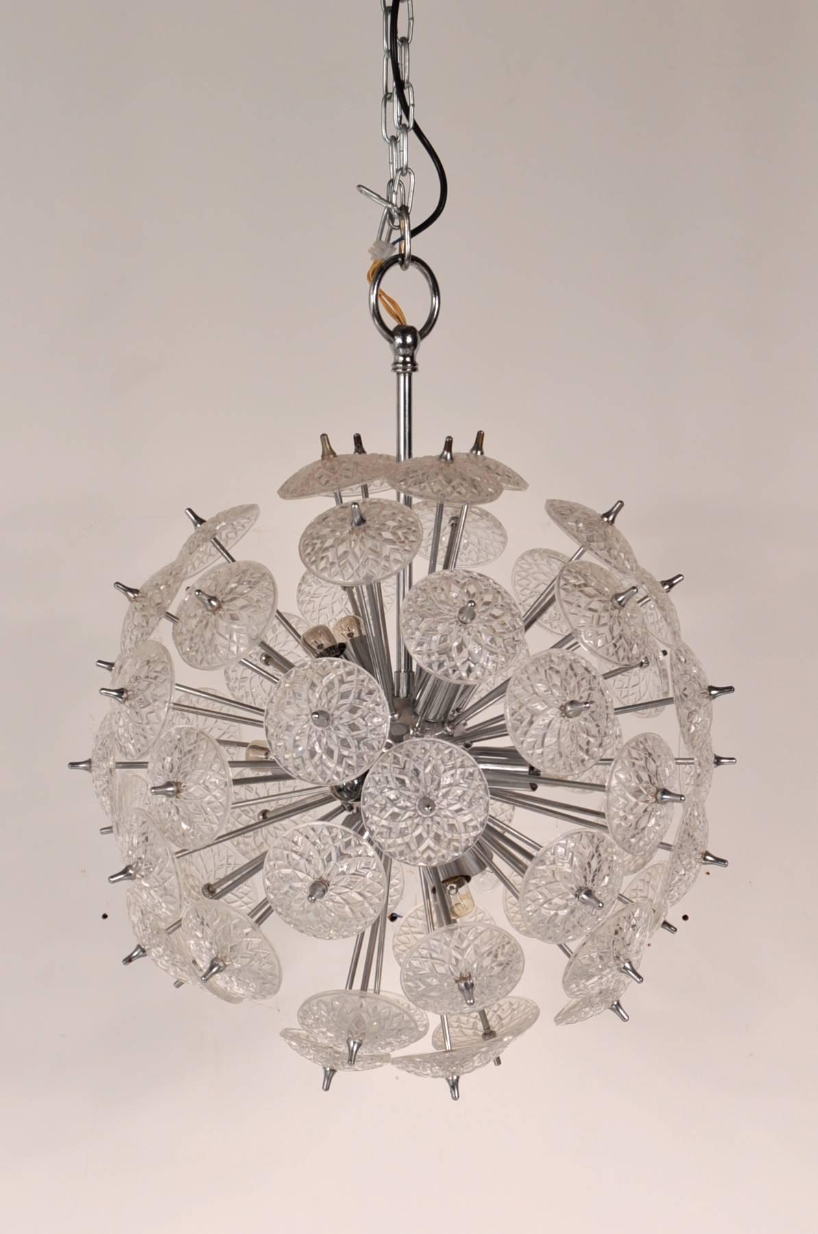 Glass with Chrome Sputnik Chandelier in the Style of Emil Stejnar, circa 1970 For Sale 1