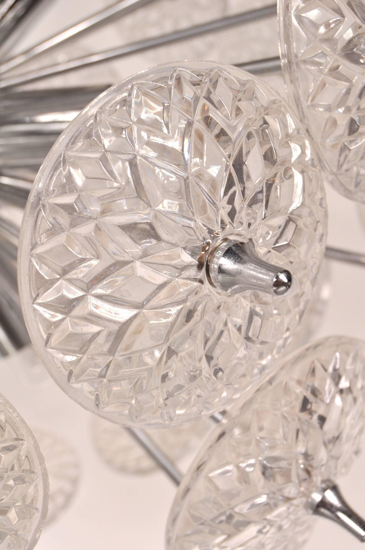 Glass with Chrome Sputnik Chandelier in the Style of Emil Stejnar, circa 1970 For Sale 4