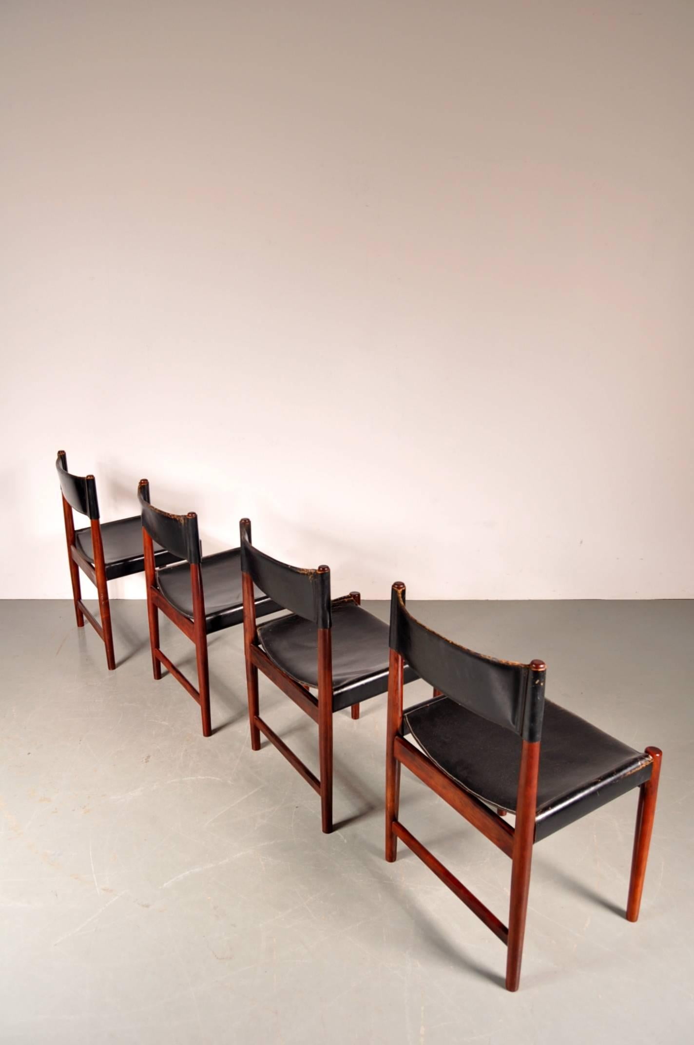 Mid-Century Modern Set of Four Dining Chairs by Arne Vodder for Sibast, Denmark, circa 1950