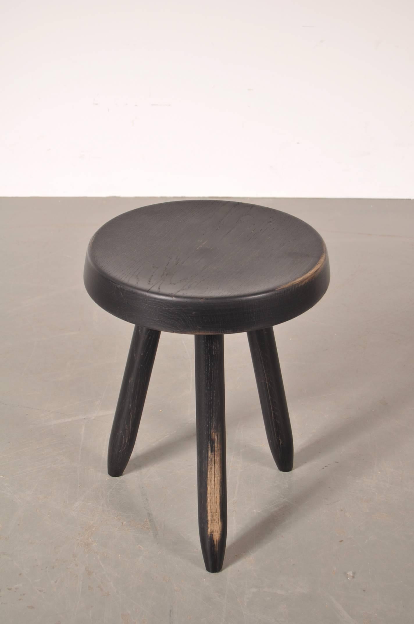 Mid-Century Modern Stool by Charlotte Perriand for Les Arcs, France, circa 1950