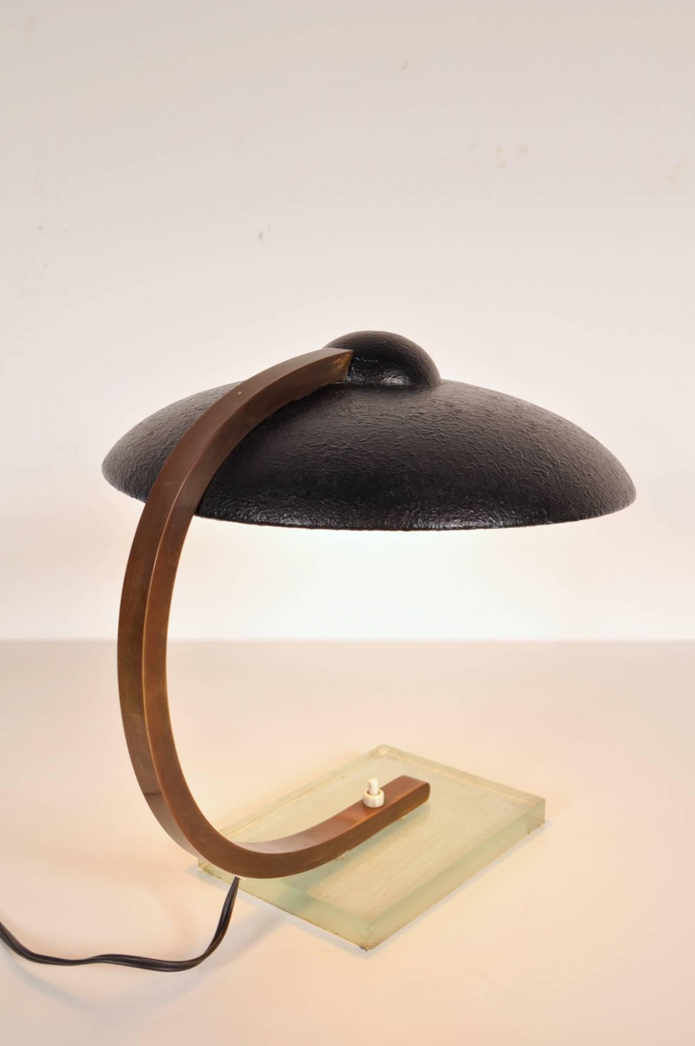 French Table Light Attributed to Jacques Adnet or Rene Coulon, France, circa 1950