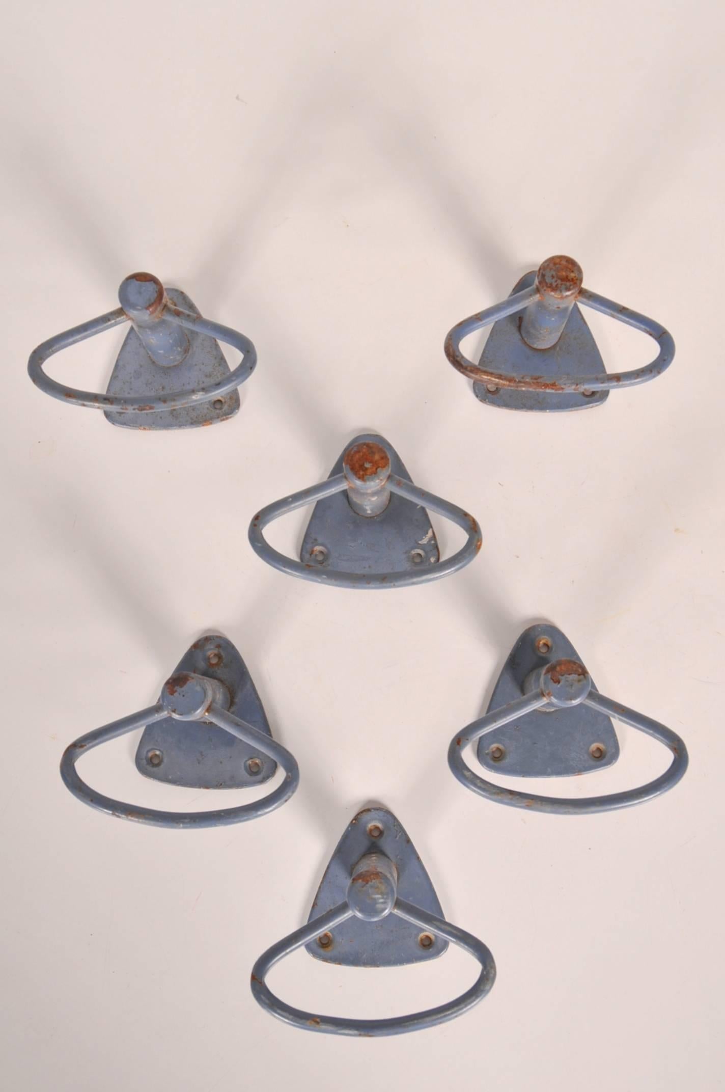 Mid-20th Century Three Sets of Six Wall Mounted Hooks Commissioned by Le Corbusier, France