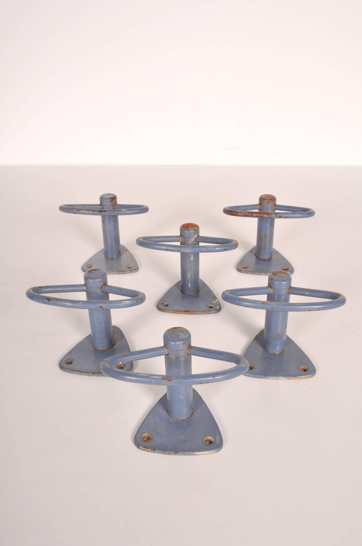 Three Sets of Six Wall Mounted Hooks Commissioned by Le Corbusier, France 1
