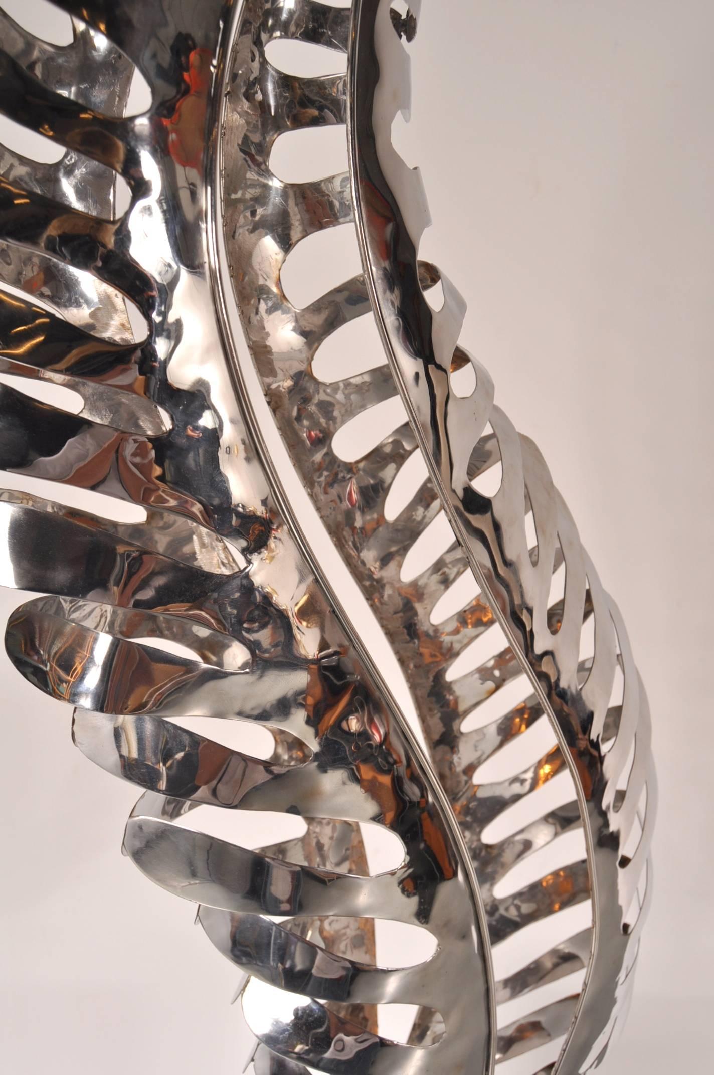 Late 20th Century Chrome Metal Sculpture with Light, Netherlands, circa 1980 For Sale