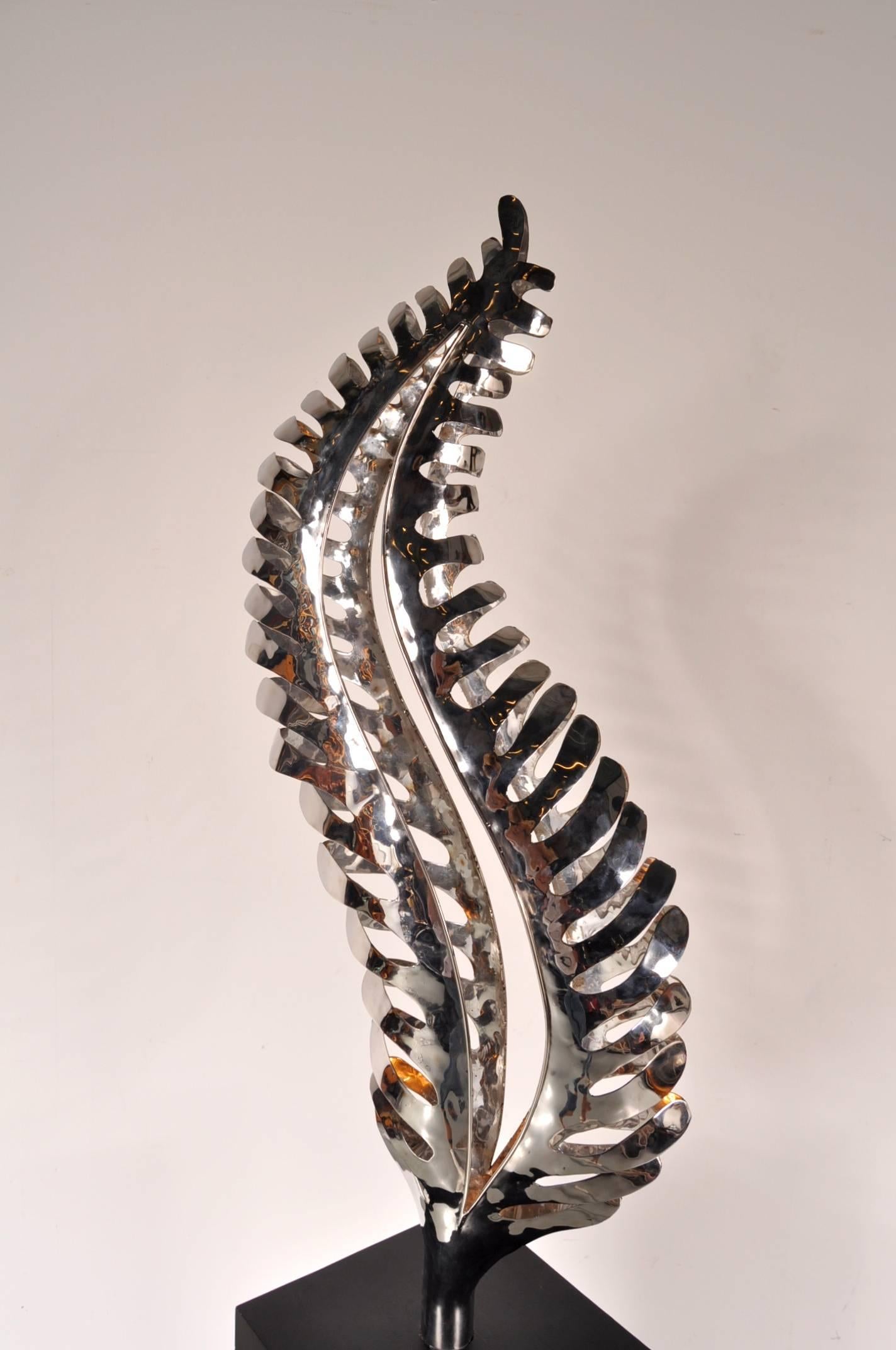 Chrome Metal Sculpture with Light, Netherlands, circa 1980 For Sale 2