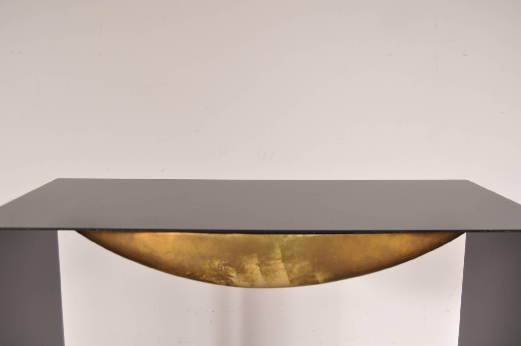 Mid-Century Modern Unique Metal with Brass Console Table, Italy, circa 1970