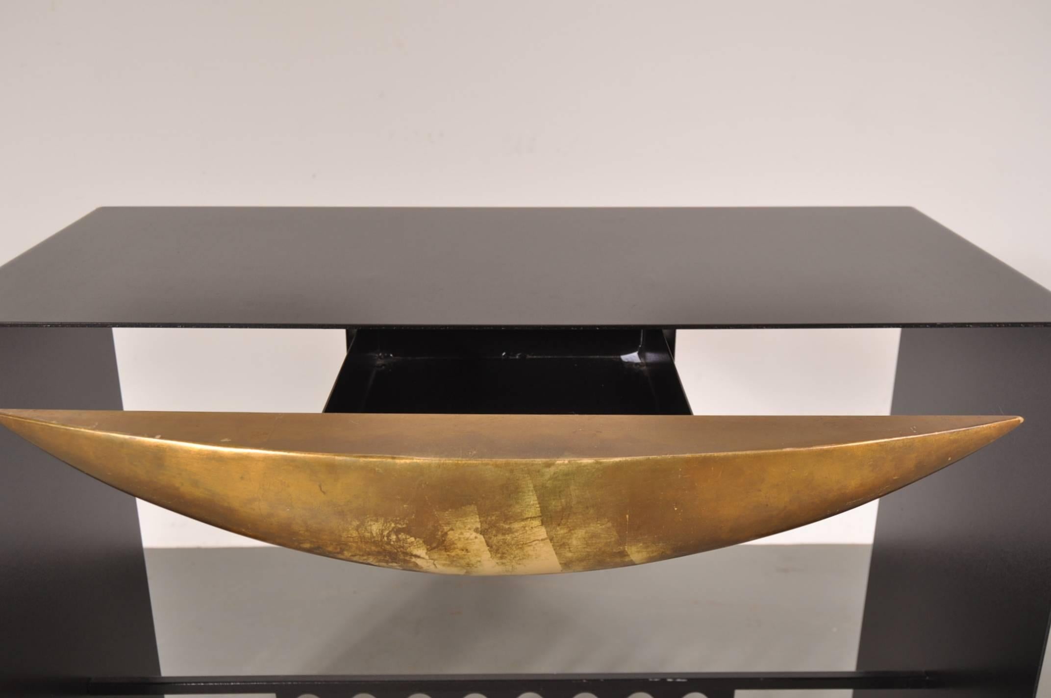 Late 20th Century Unique Metal with Brass Console Table, Italy, circa 1970