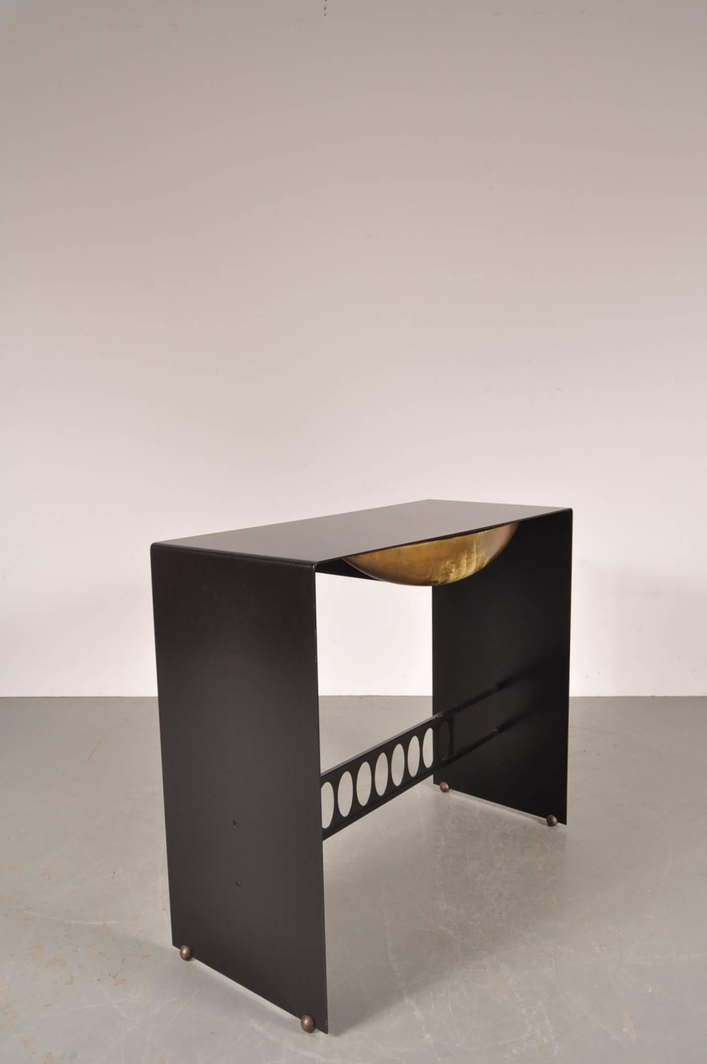 Unique Metal with Brass Console Table, Italy, circa 1970 2