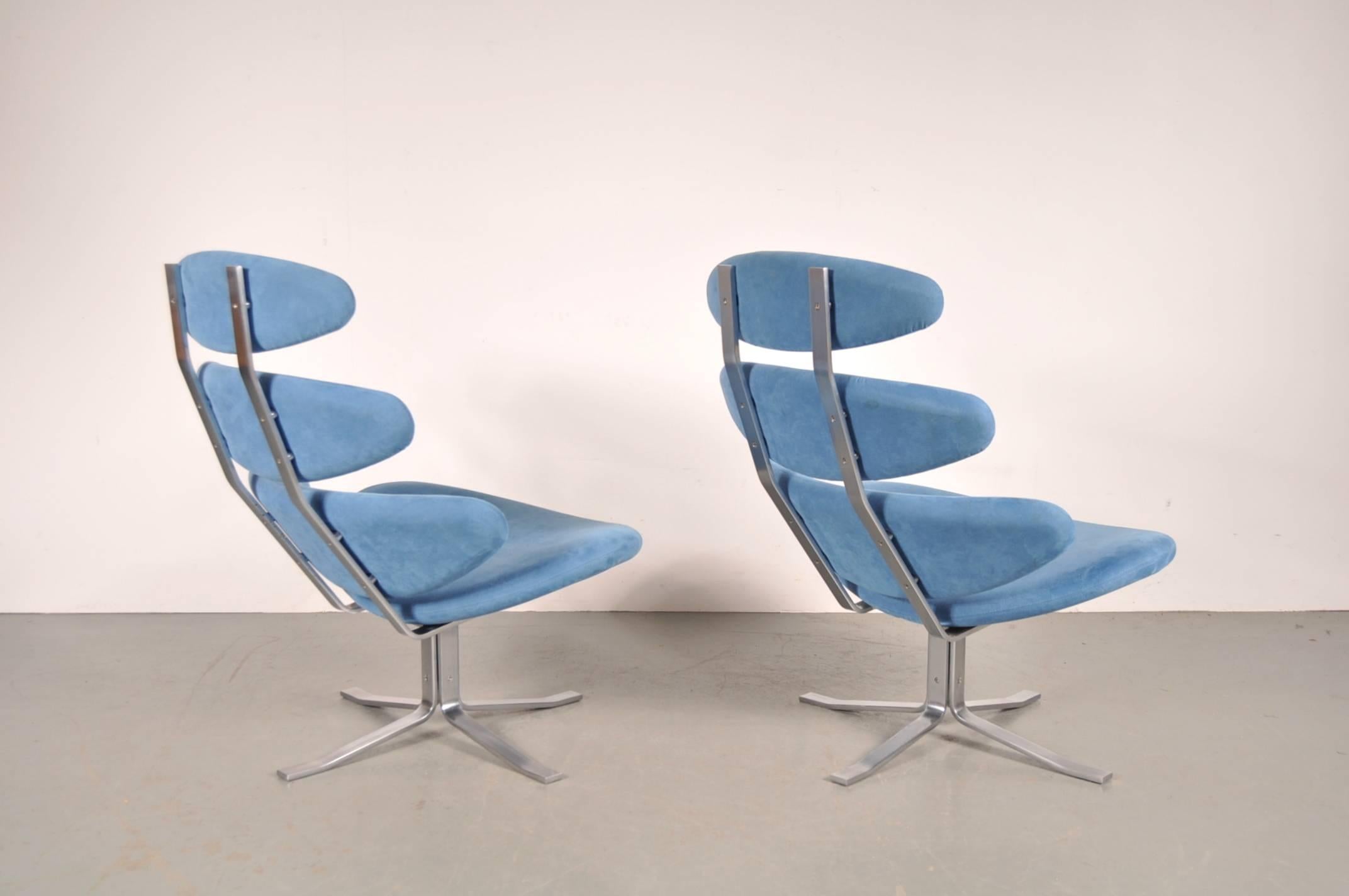 Mid-Century Modern Set of Two Corona Chairs by Poul Volther for Erik Jorgensen, Denmark, 1964