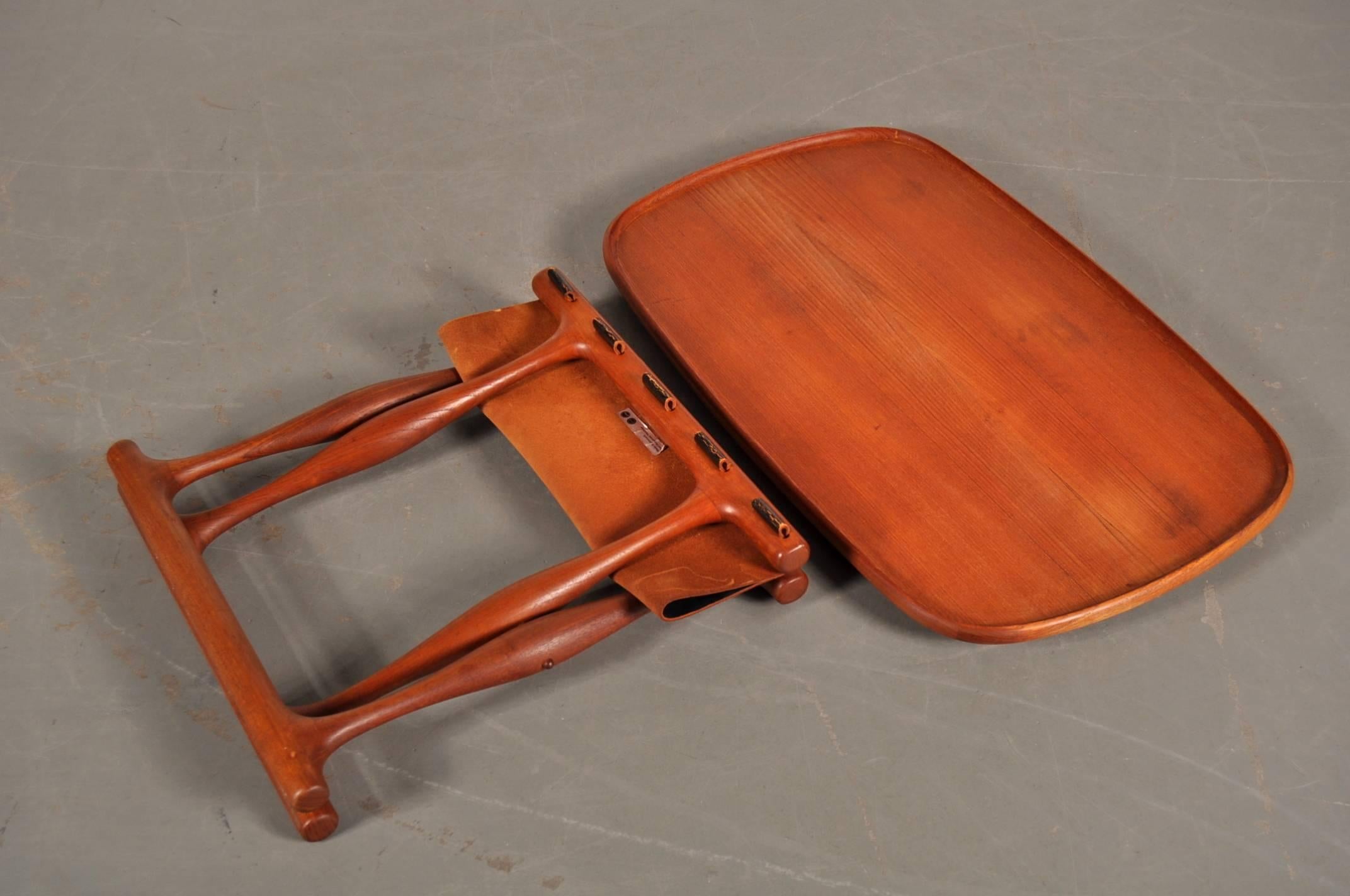 Folding Stool with Tray by Poul Hundevad for Domus Danica, Denmark, circa 1950 3
