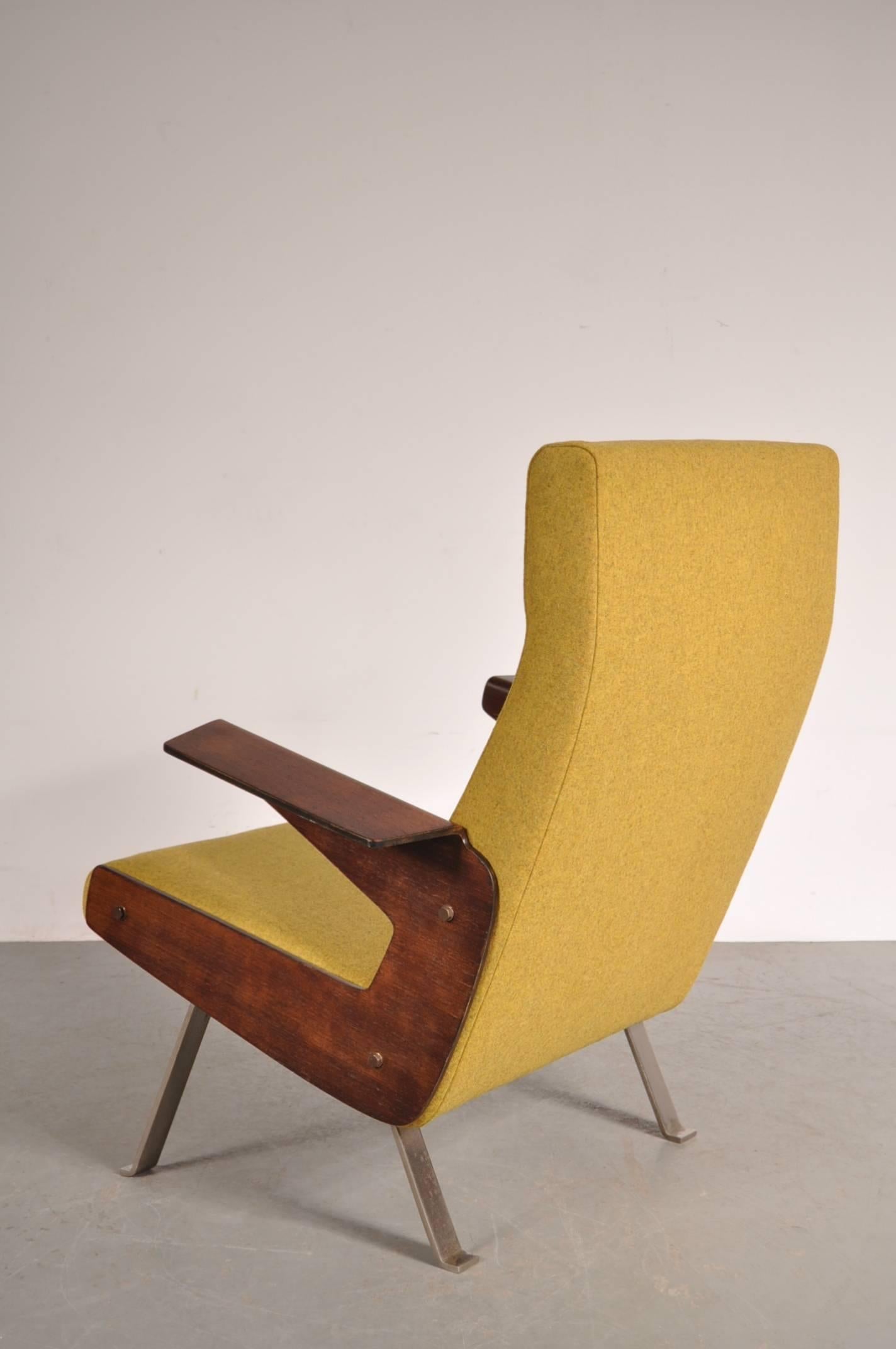 Plated Rare Armchair by Joseph-André Motte for Steiner, France, 1955