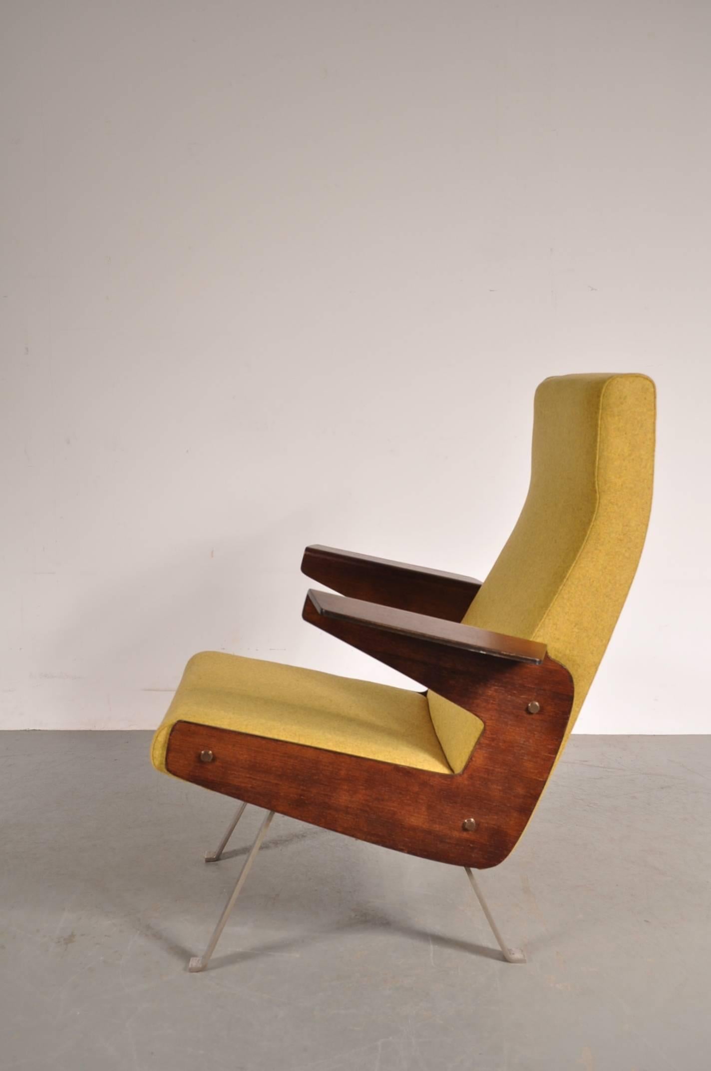 Mid-20th Century Rare Armchair by Joseph-André Motte for Steiner, France, 1955