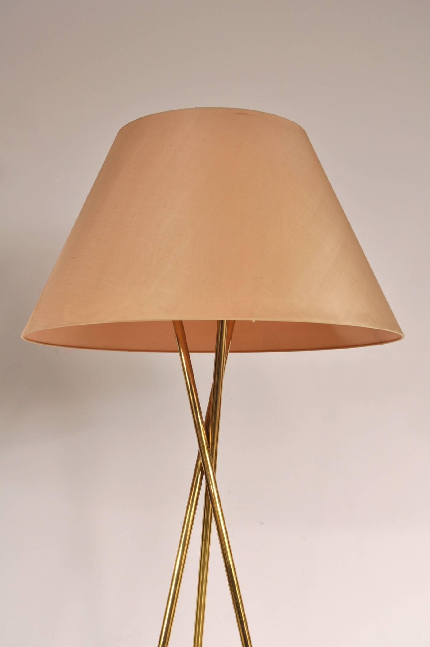 Mid-20th Century Brass Tripod Floor Lamps, USA, circa 1960