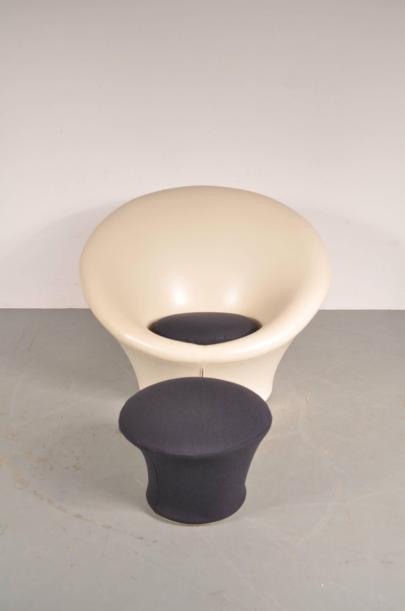 Dutch Large Mushroom Chair with Foot Stool by Pierre Paulin for Artifort, 1960s