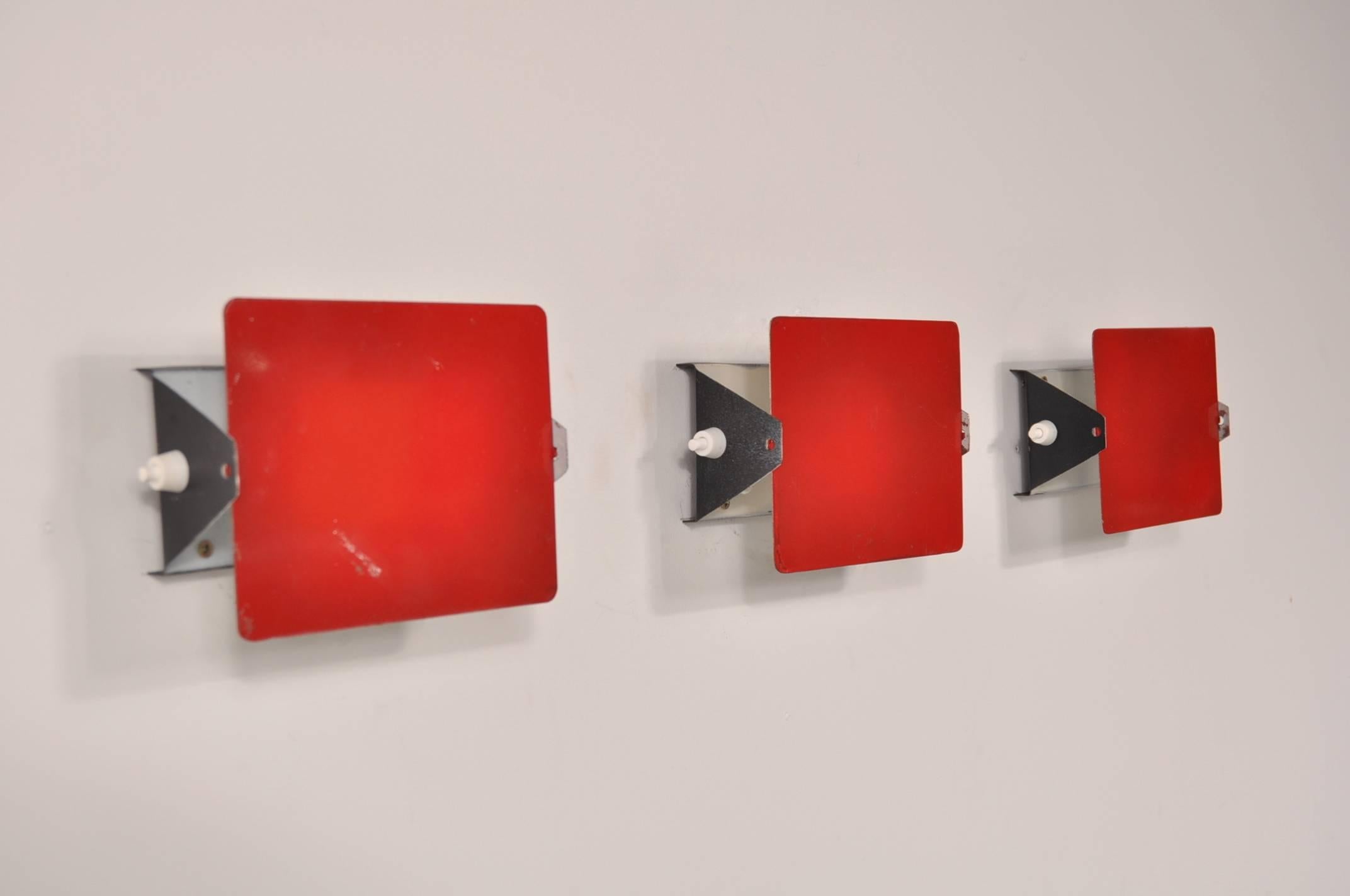Lacquered Set of Three Charlotte Perriand CP1 Wall Sconces for Steph Simon, France