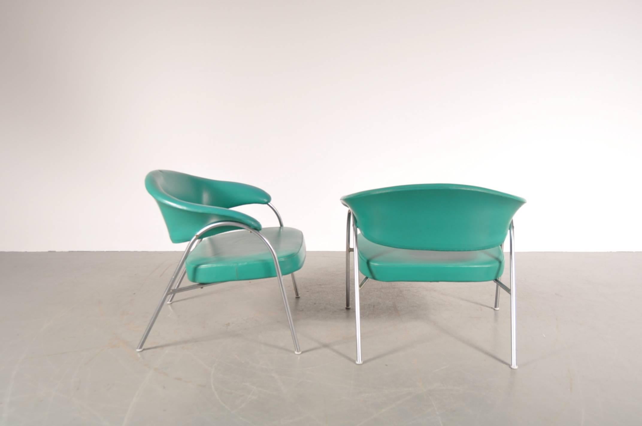 Mid-20th Century Pair of Rare Easy Chairs Produced by Arflex, Italy, circa 1960