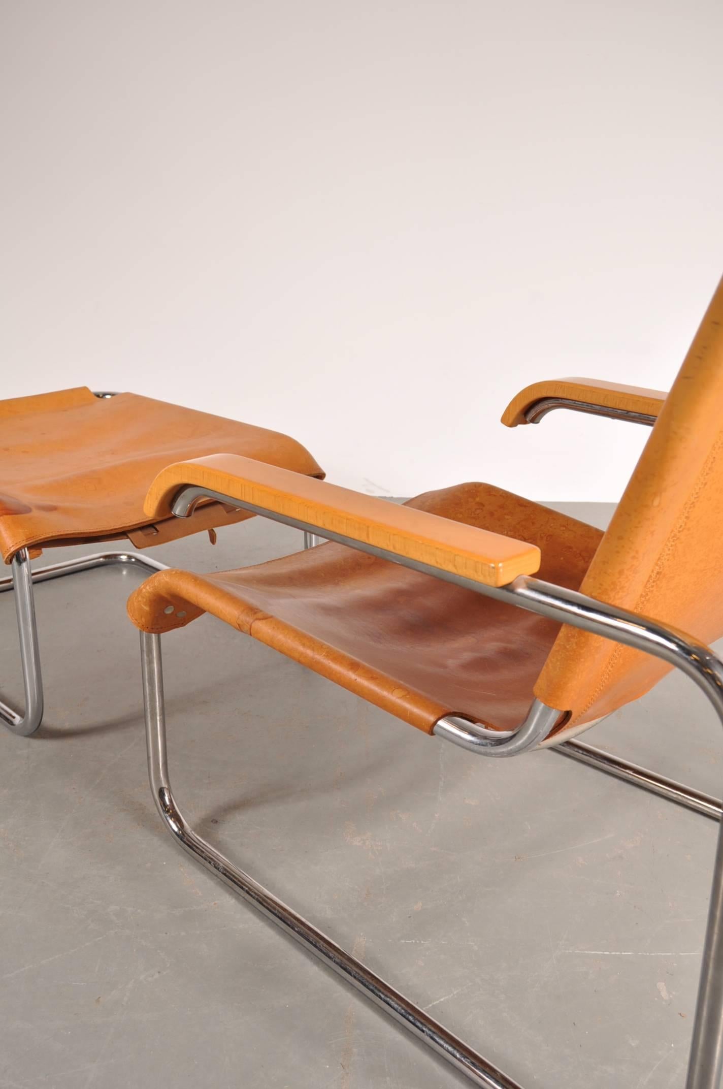 B35 Lounge Chair and Ottoman by Marcel Breuer for Thonet, Germany, 1920 In Good Condition In Amsterdam, NL