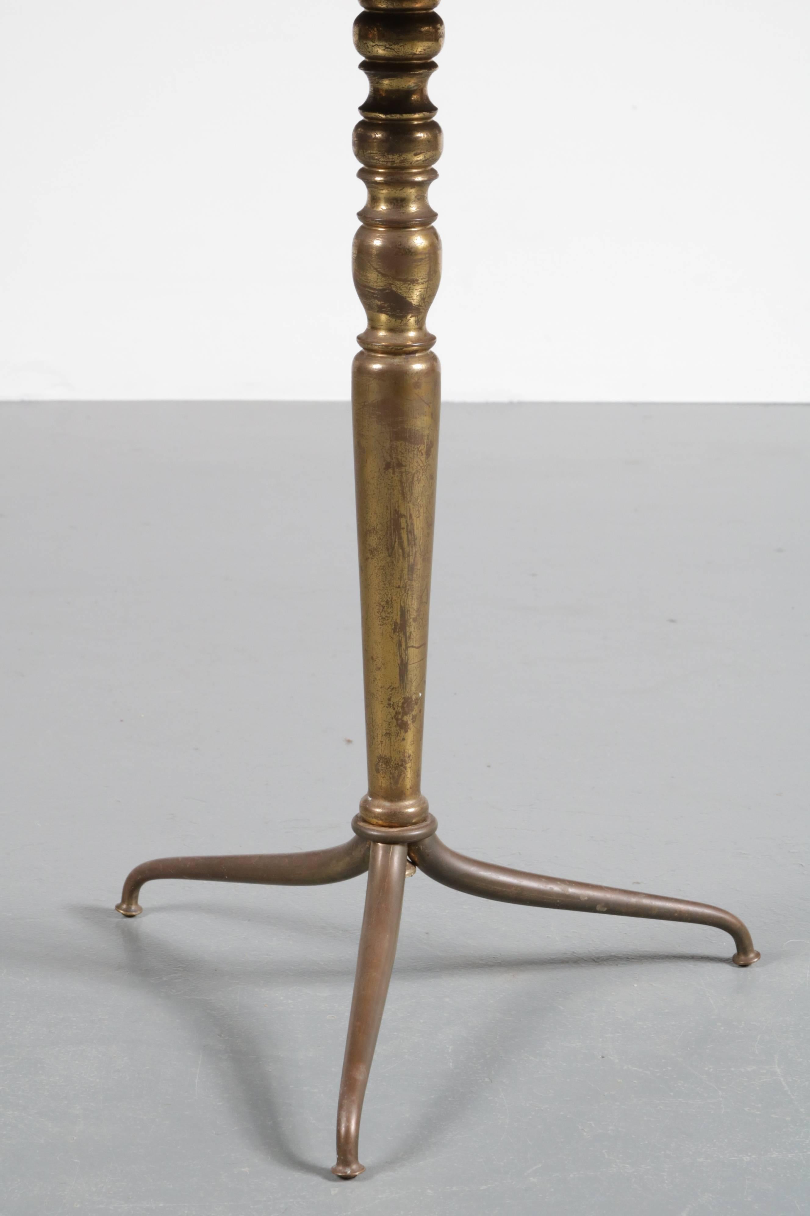 Brass Hand-Painted Side Table by Thanhley, Vietnam, circa 1940