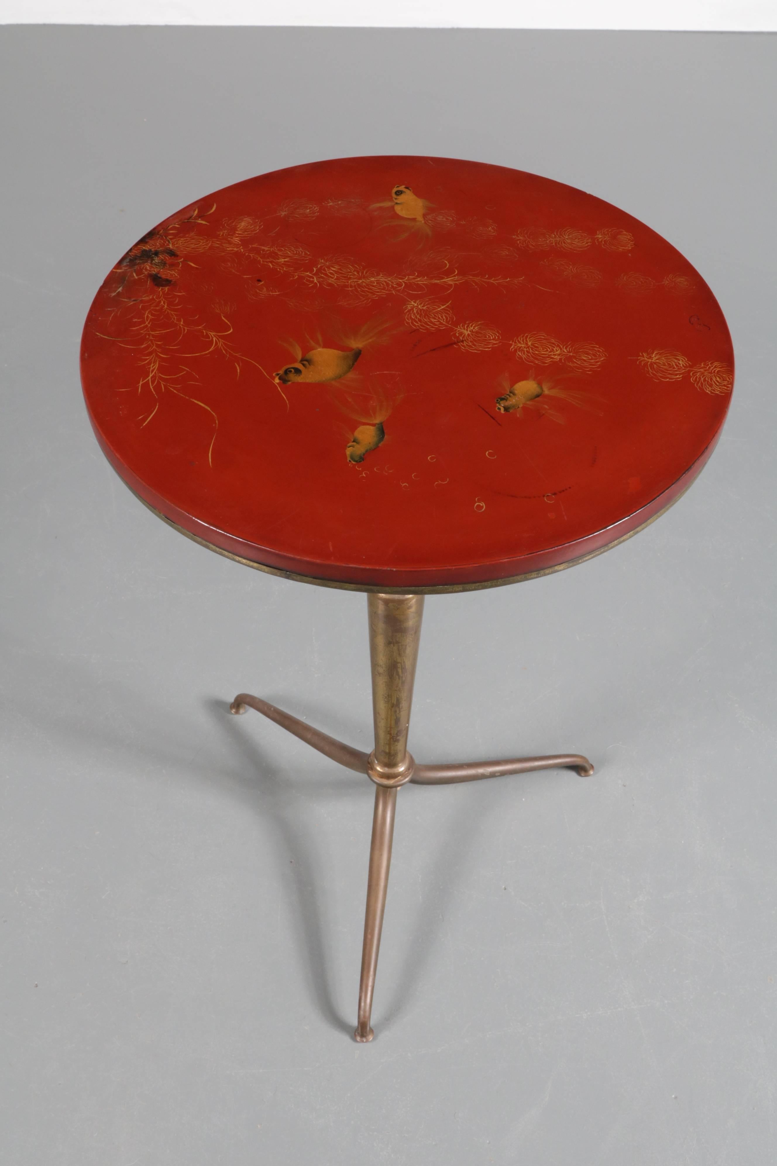 Vietnamese Hand-Painted Side Table by Thanhley, Vietnam, circa 1940