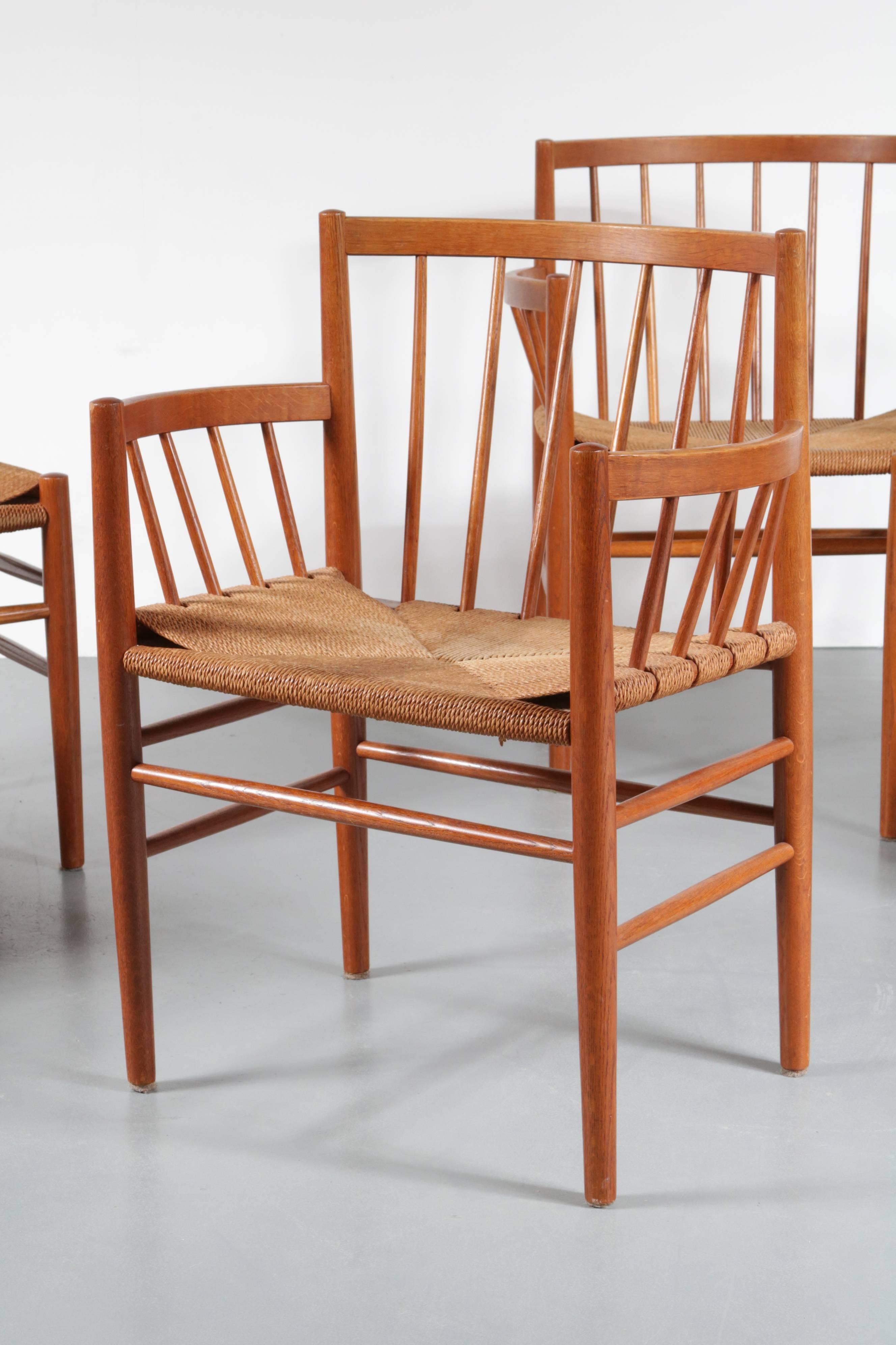 Mid-Century Modern Set of Six Dining Chairs by Jørgen Bækmark for FDM Møbler in Denmark, 1950s