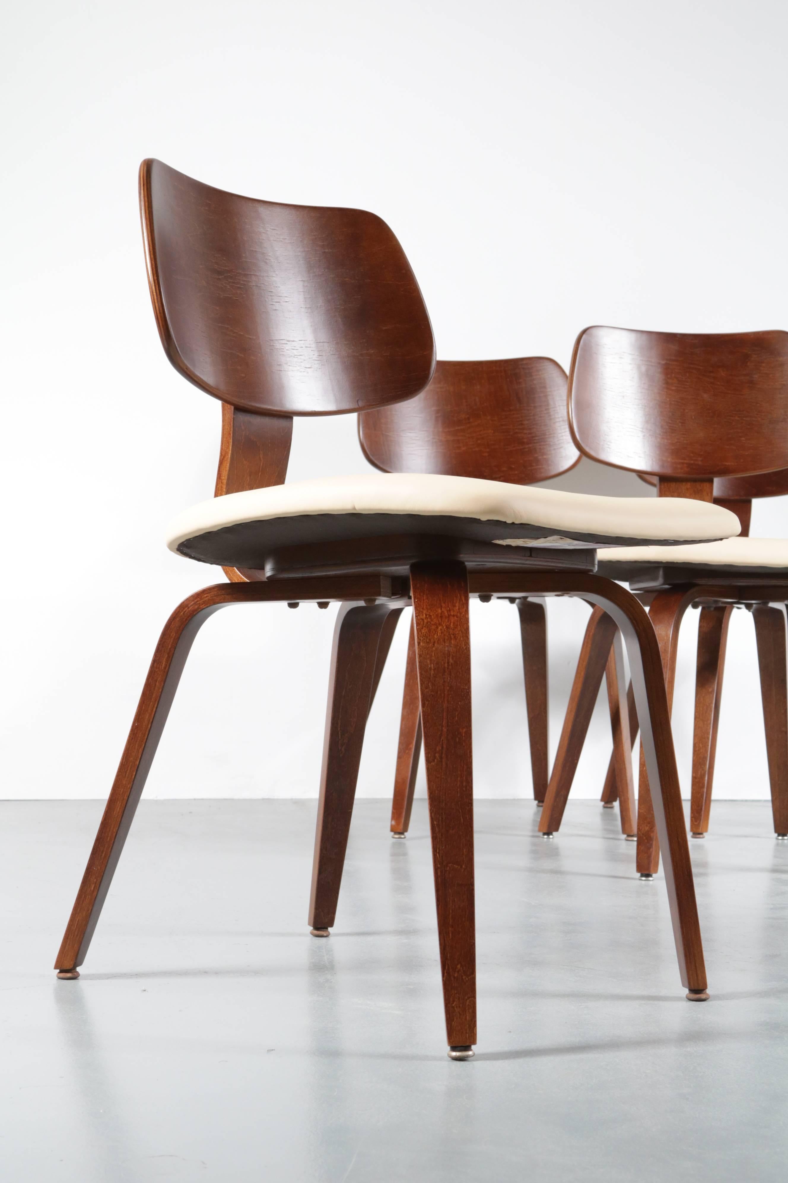 Set of Four Dining Chairs by Joe Atkinson for Thonet, USA, 1950 In Good Condition In Wilnis, UT