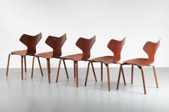 Set of Five "Grand Prix" Chairs by Arne Jacobsen for Fritz Hansen, Denmark, 1957