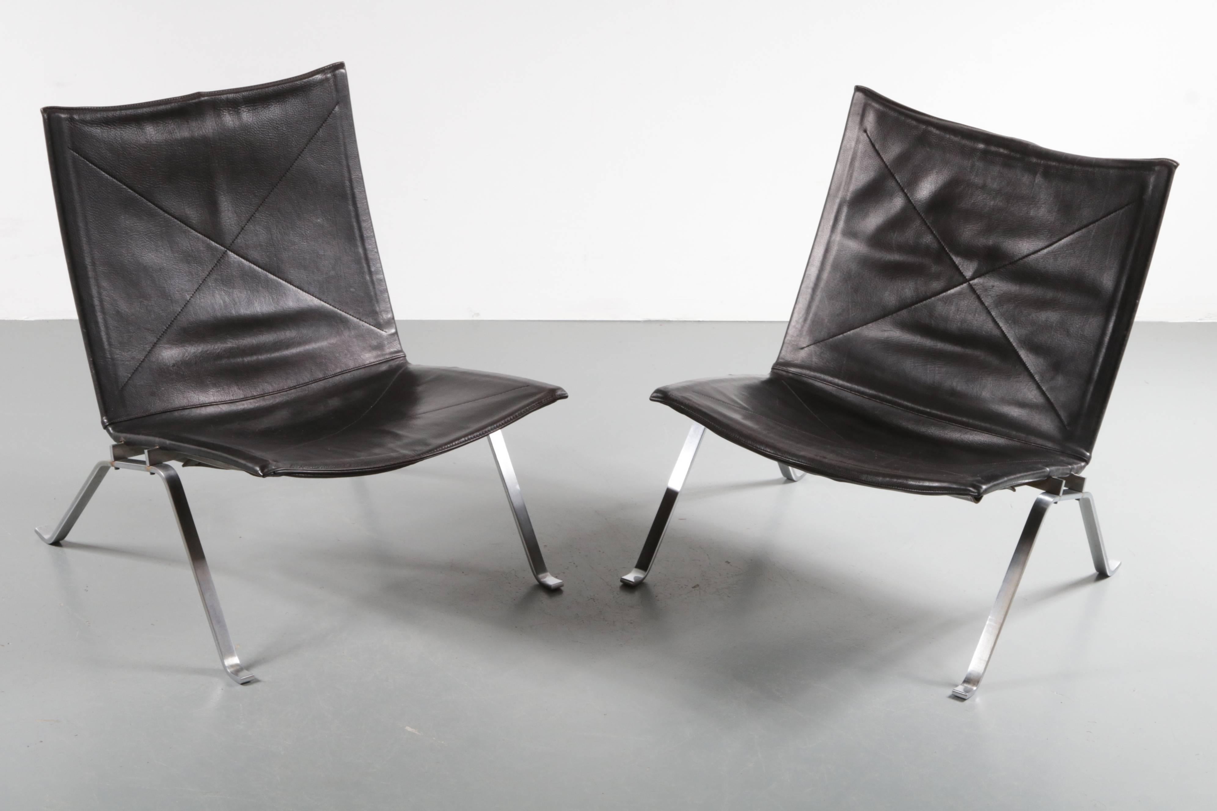 Pair of PK22 Lounge Chairs by Poul Kjaerholm for Kold Christensen, Denmark, 1960 1