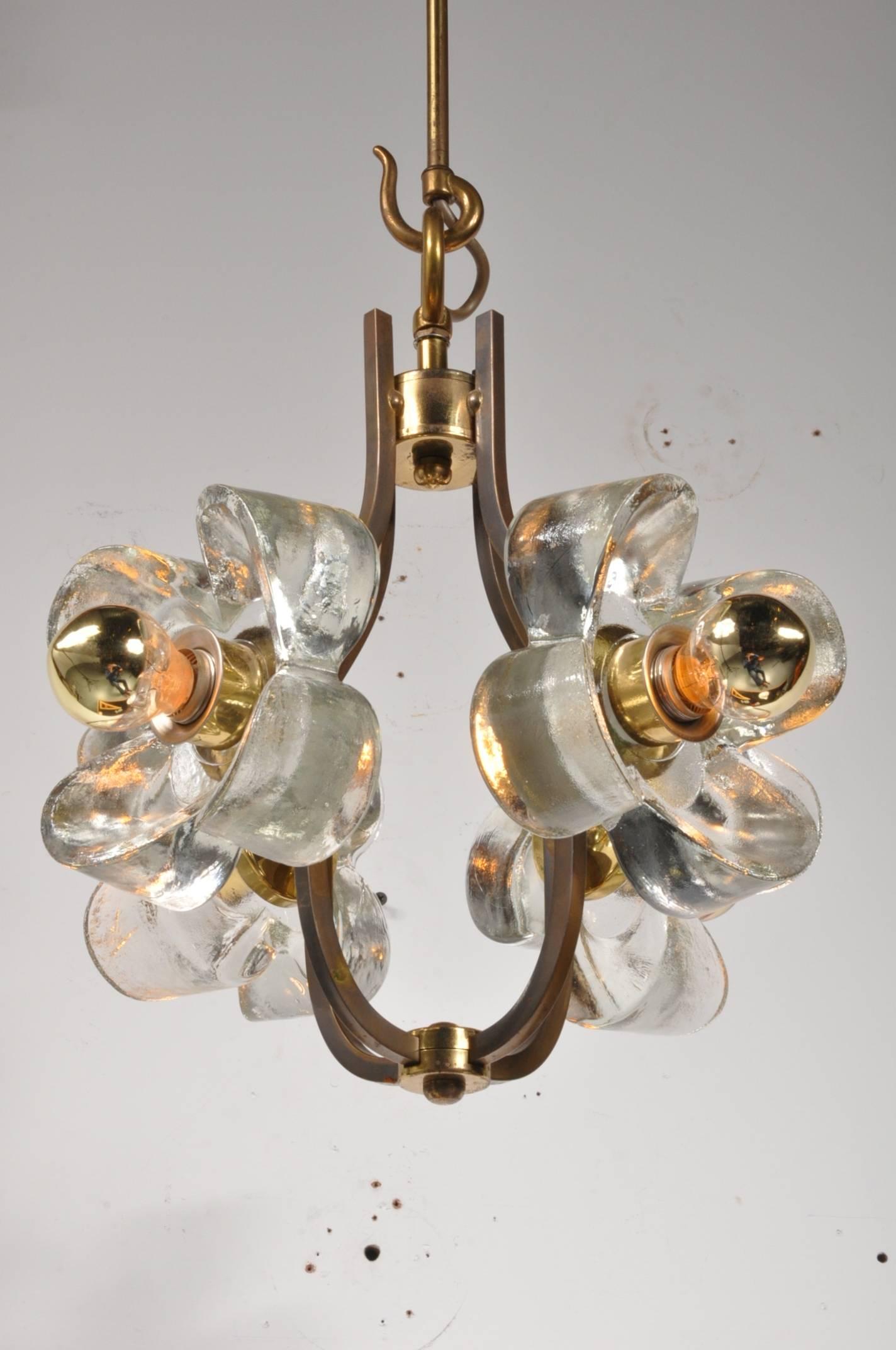 Brass Brutalist Hanging Lamp, Italy 1960s