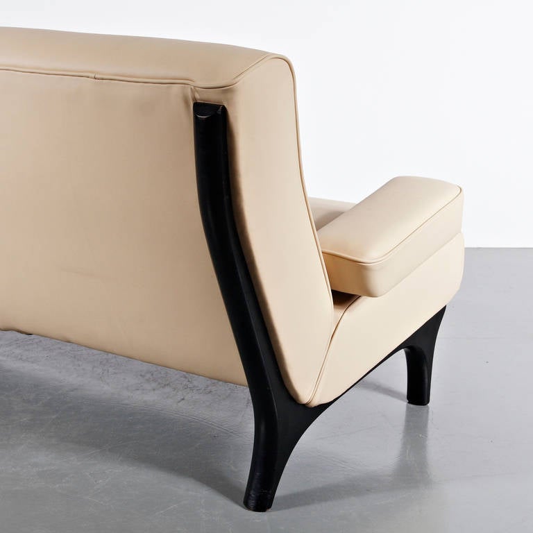 Mid-Century Modern Canapé en cuir d'Eugenio Gerli pour Tecno, vers 1960 en vente